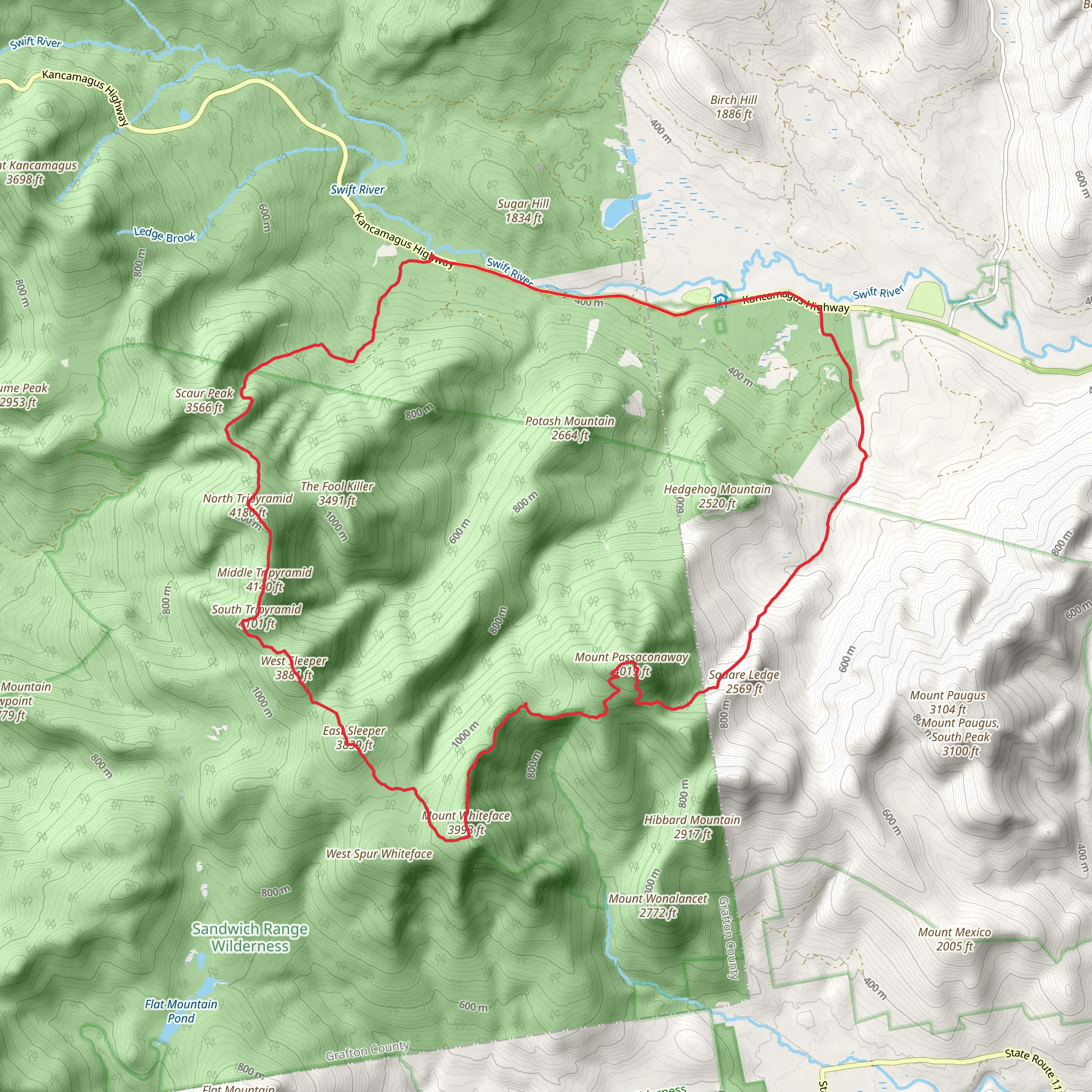 Tripyramid - Mount Passaconaway Trail mobile static map