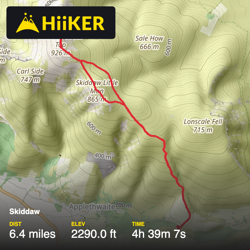 A map preview of the recording Skiddaw.