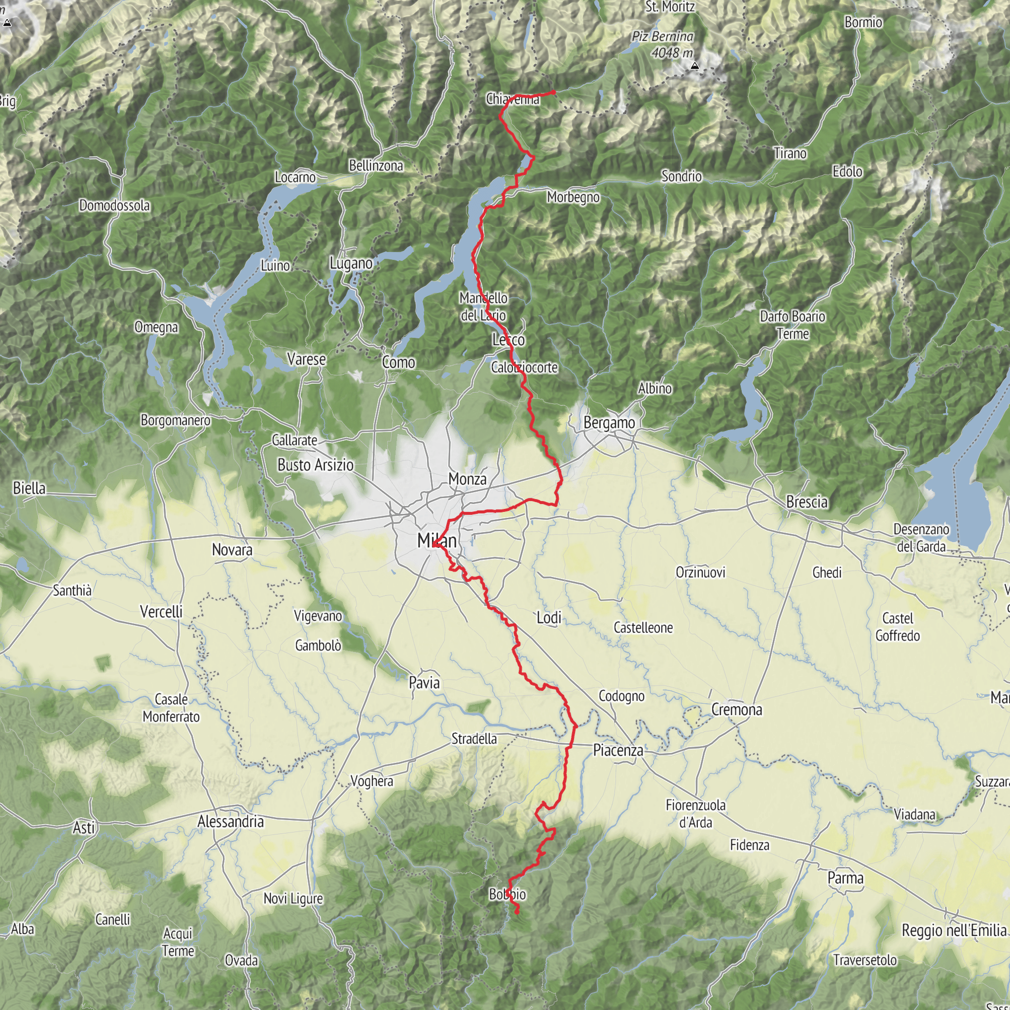 The Columban Way - Italy mobile static map