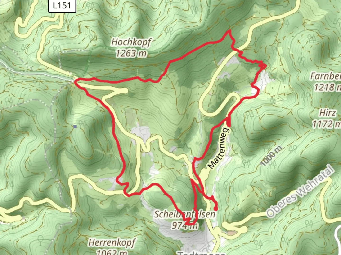 An image depicting the trail Beim Tannenhof - Beim Schwarzfelsen and Main Neckar Rhein Weg and its surrounding area.