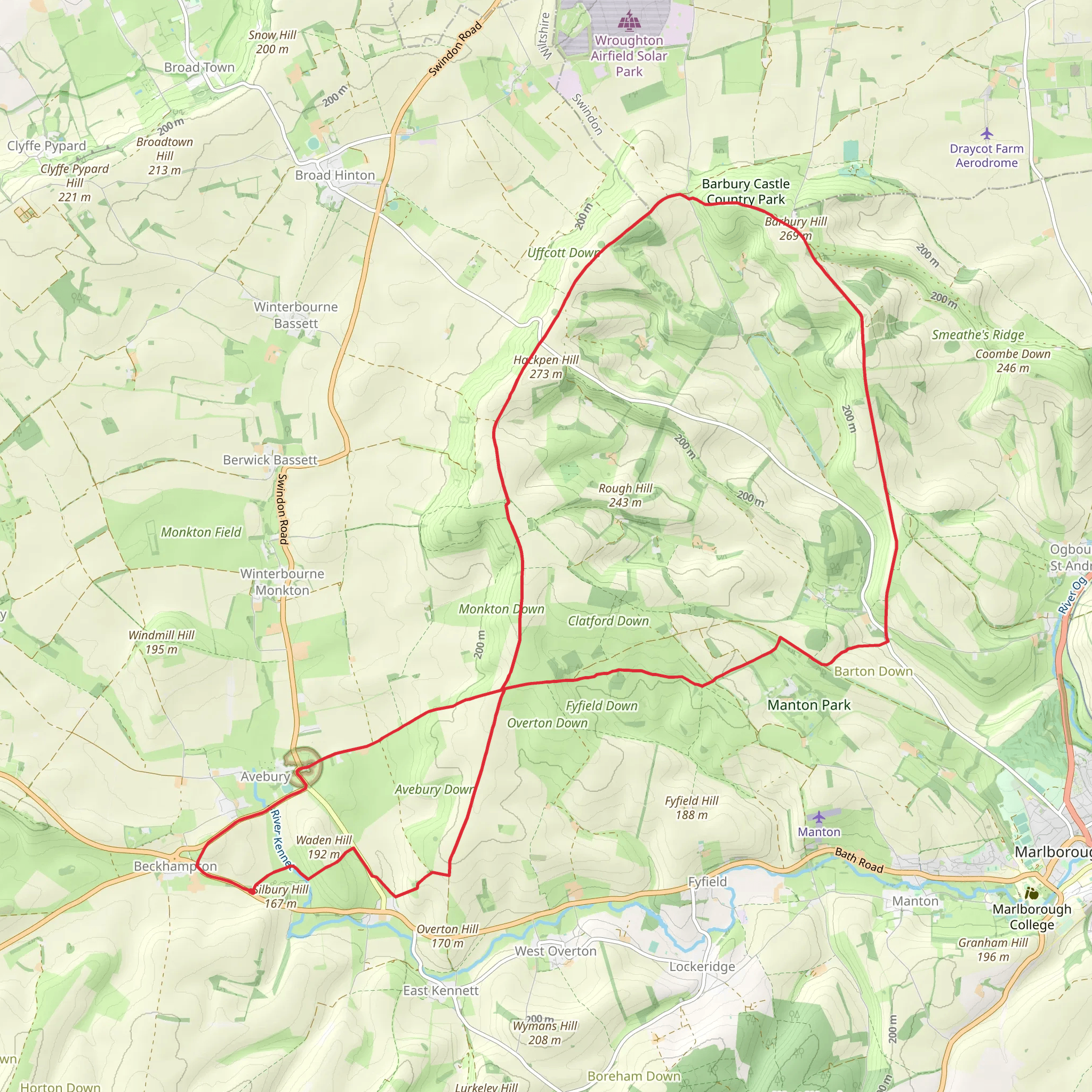 Beckhampton, Avenbury and Rockley Loop mobile static map