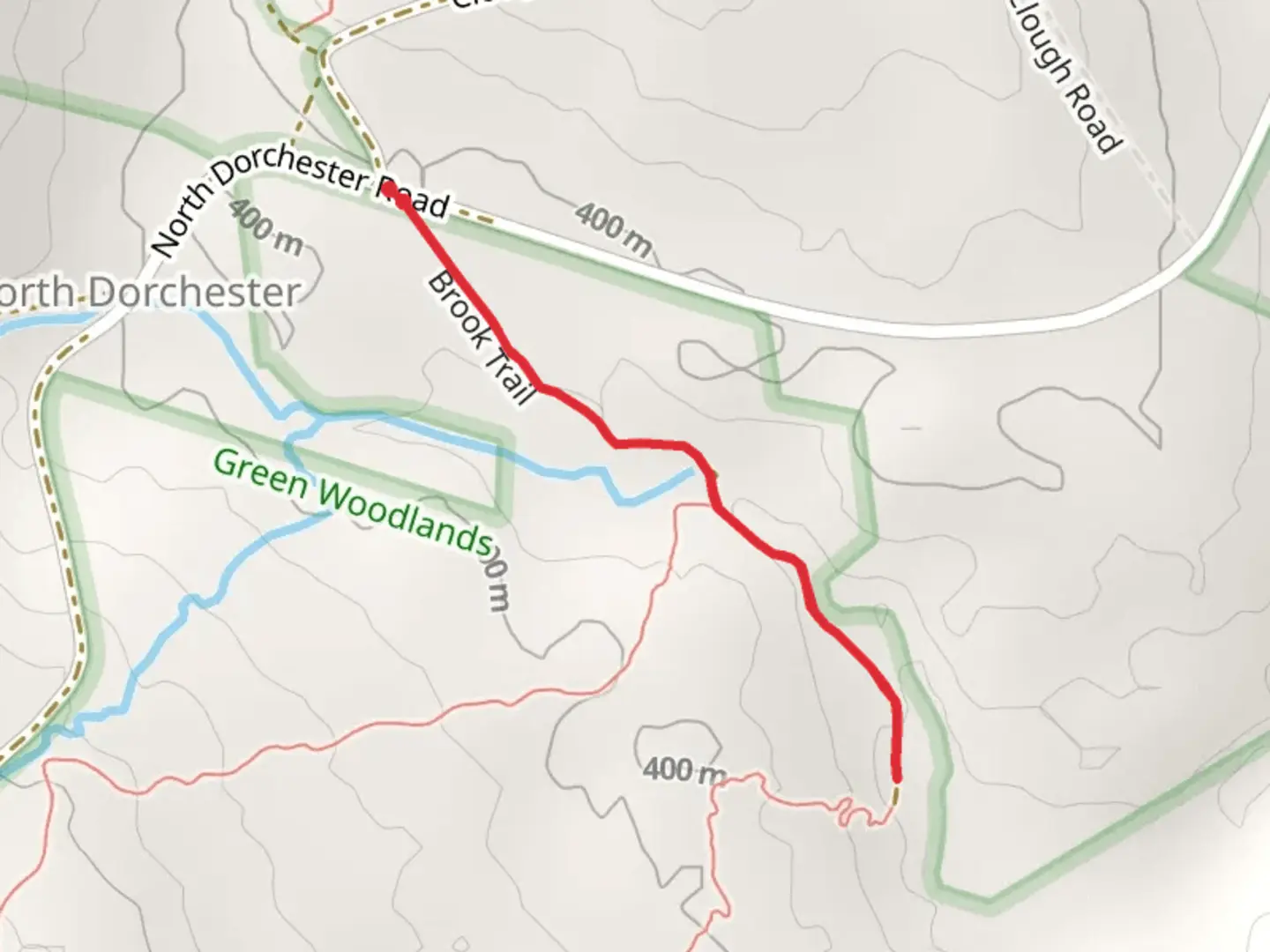 An image depicting the trail Rocky Branch Brook Trail and its surrounding area.