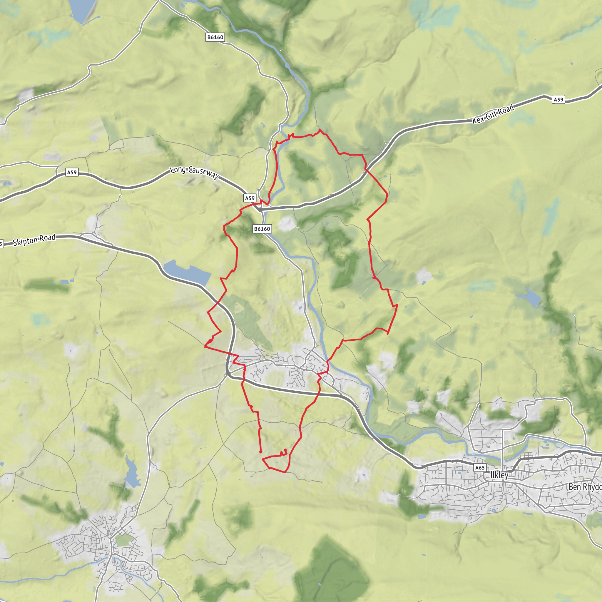 Addingham Moorside to Bolton Abbey mobile static map