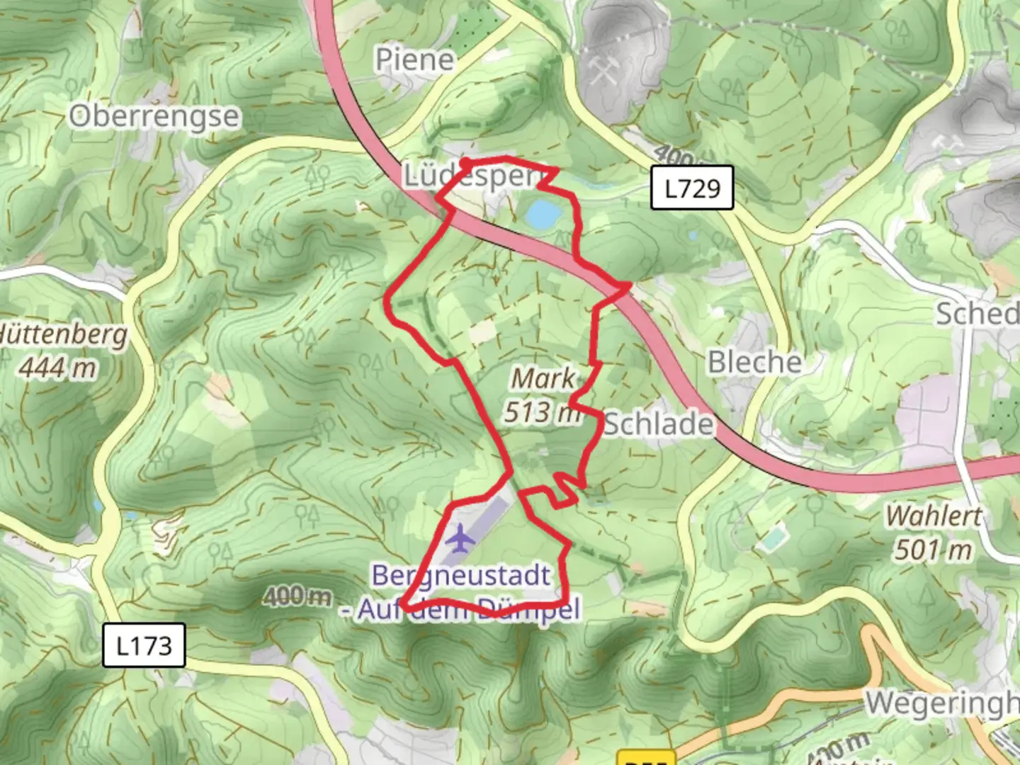An image depicting the trail Drolshagen Rundweg and its surrounding area.