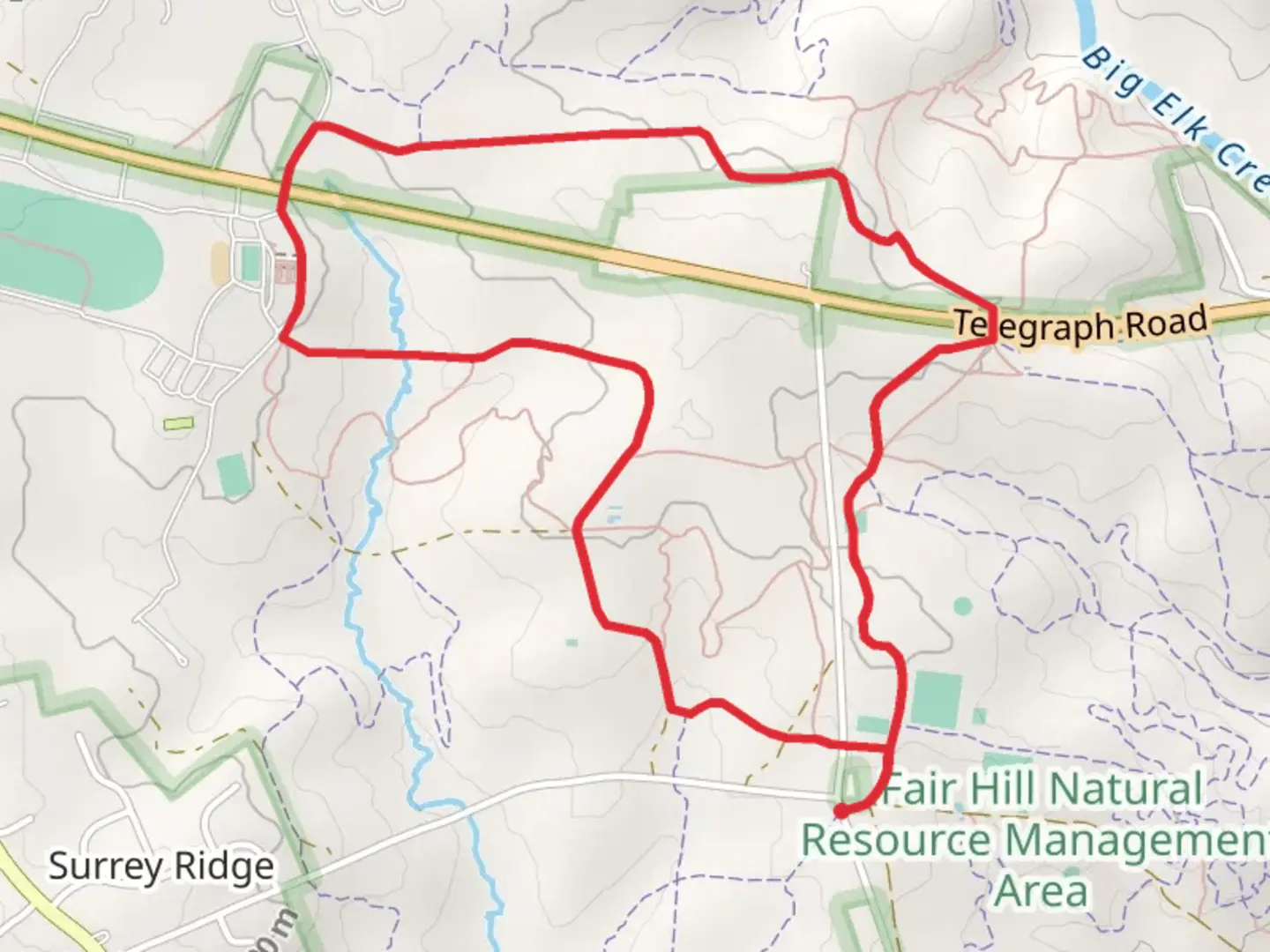 An image depicting the trail Telegraph Road Loop and its surrounding area.