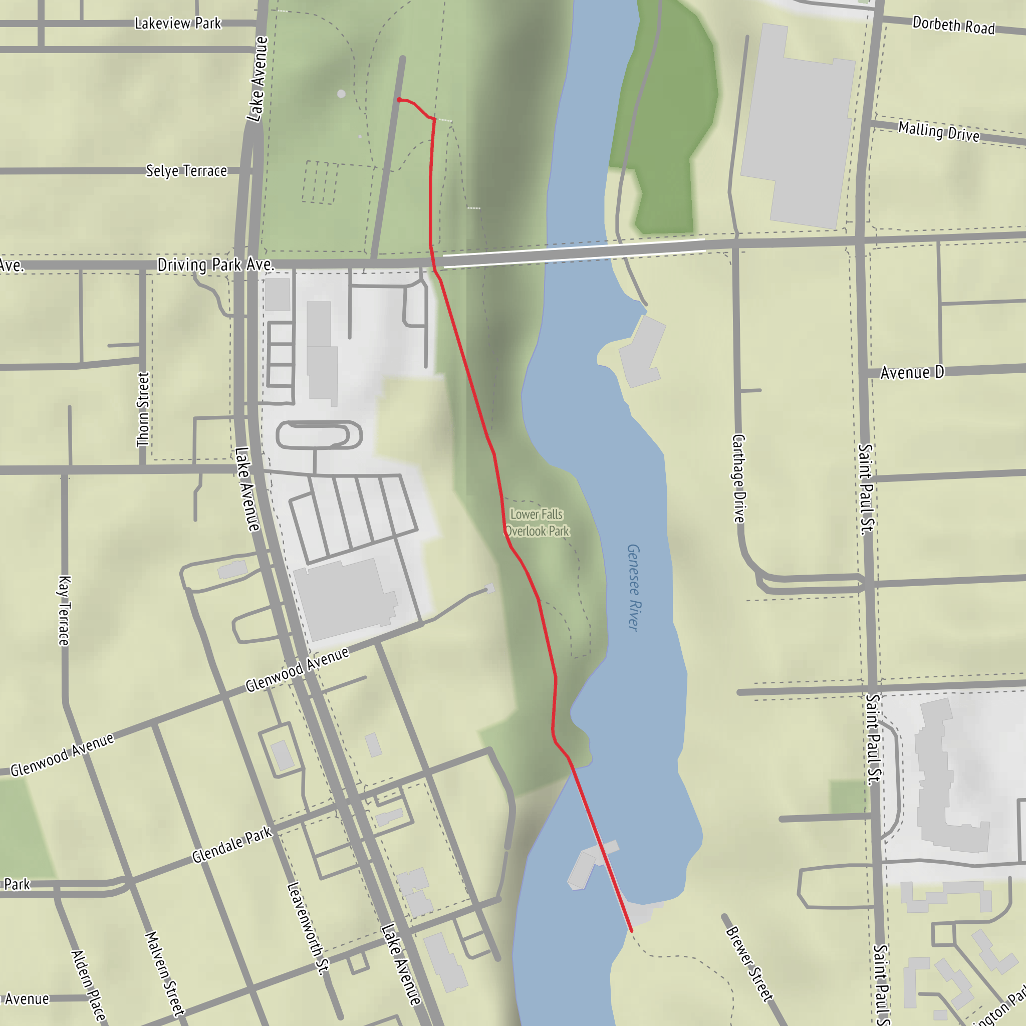 Lower and Middle Falls via Genesee Riverway Trail mobile static map