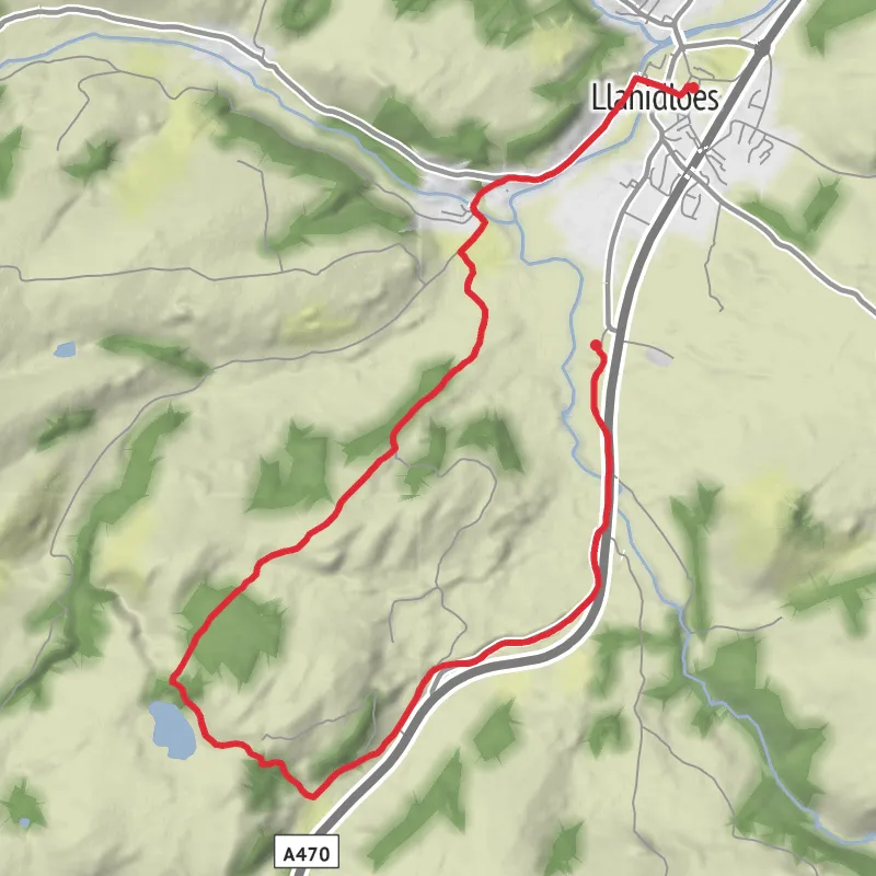 Hike from Llanidloes Community mobile static map