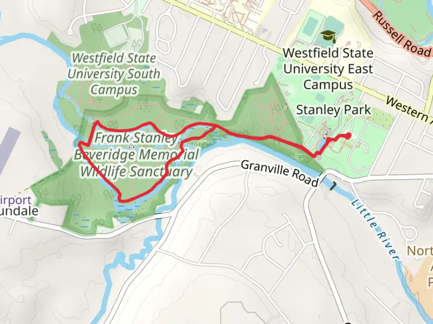 An image depicting the trail Duck Pond in Frank Stanley Beveridge Memorial Wildlife Sanctuary and its surrounding area.
