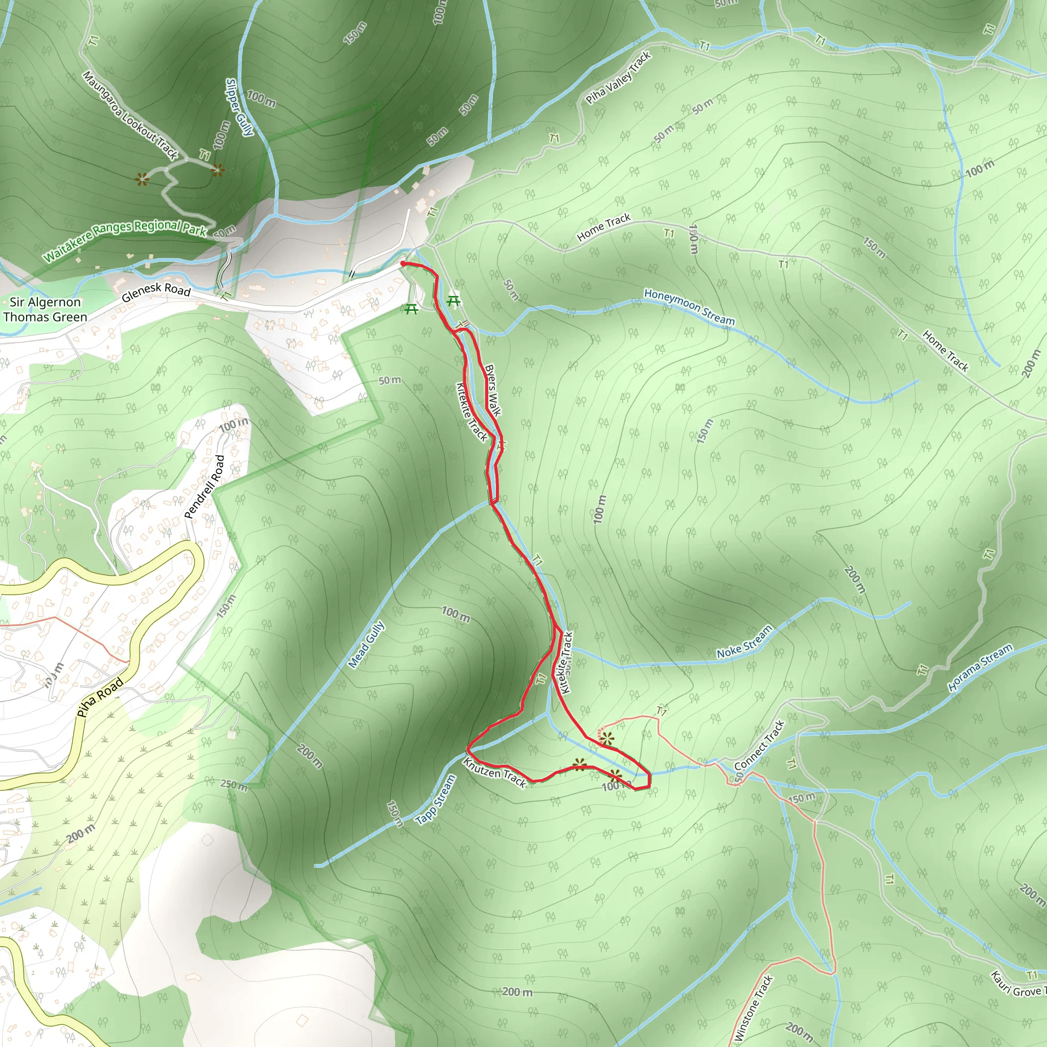 Kitekite Falls Path mobile static map