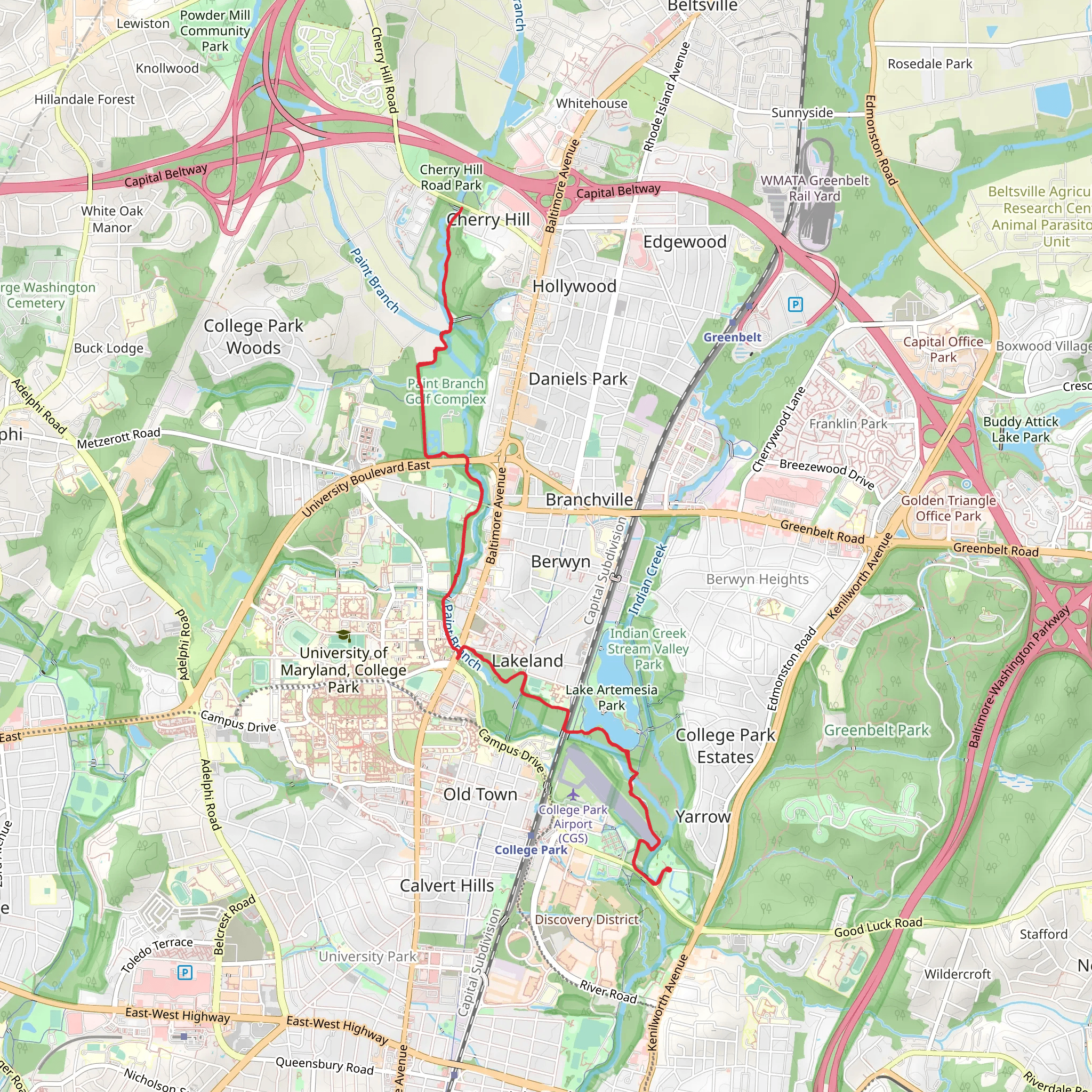Paint Branch Trail mobile static map