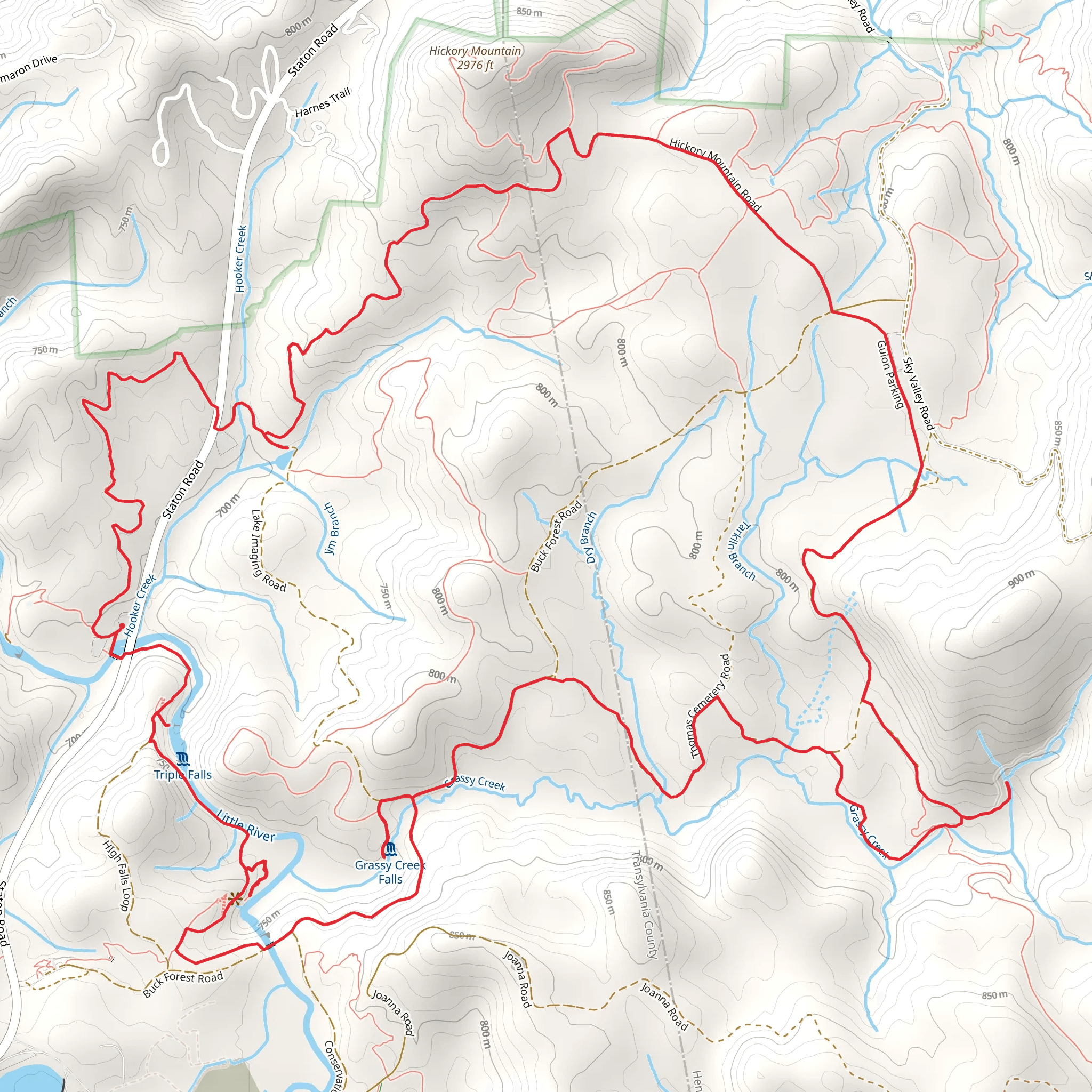 Lake Imaging, Wintergreen Falls, Sandy and High Falls Loop Trail mobile static map