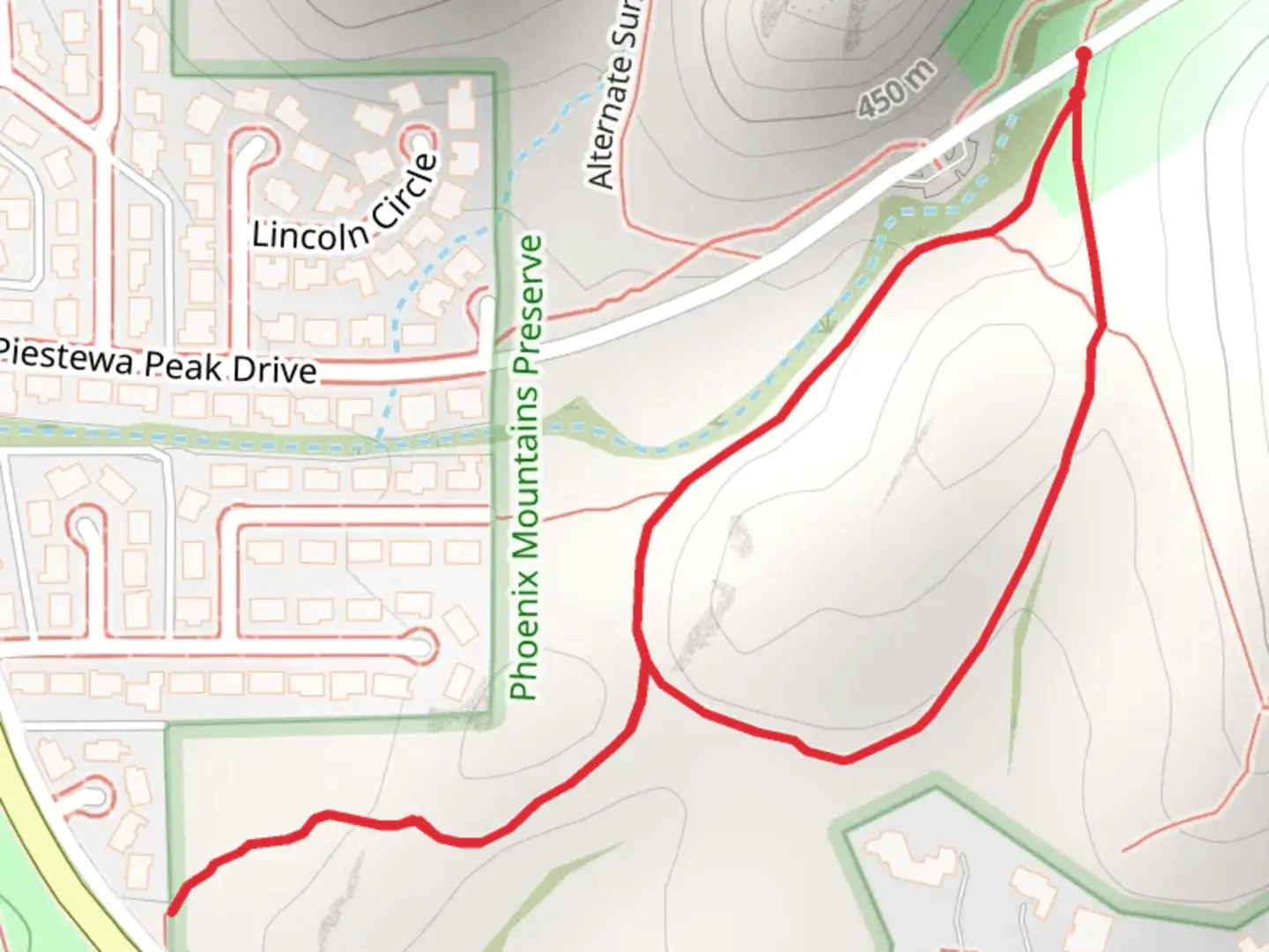 An image depicting the trail East Lincoln Drive Loop and its surrounding area.