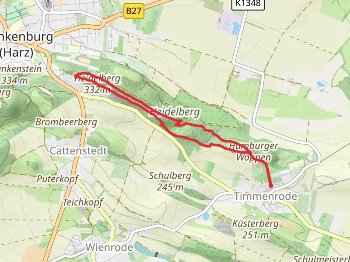 An image depicting the trail Großvaterfelsen Loop and its surrounding area.