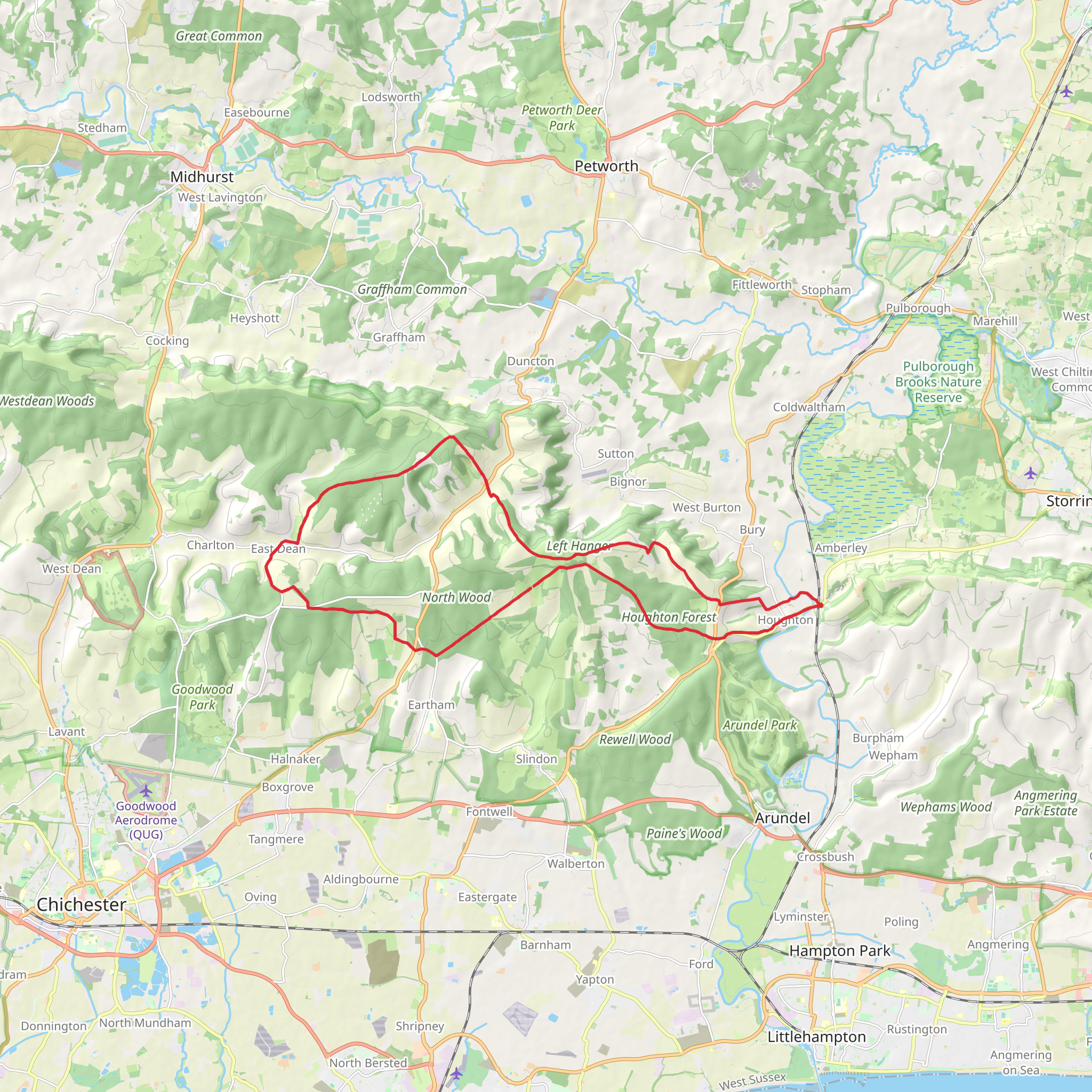 Amberley Circular via East Dean mobile static map