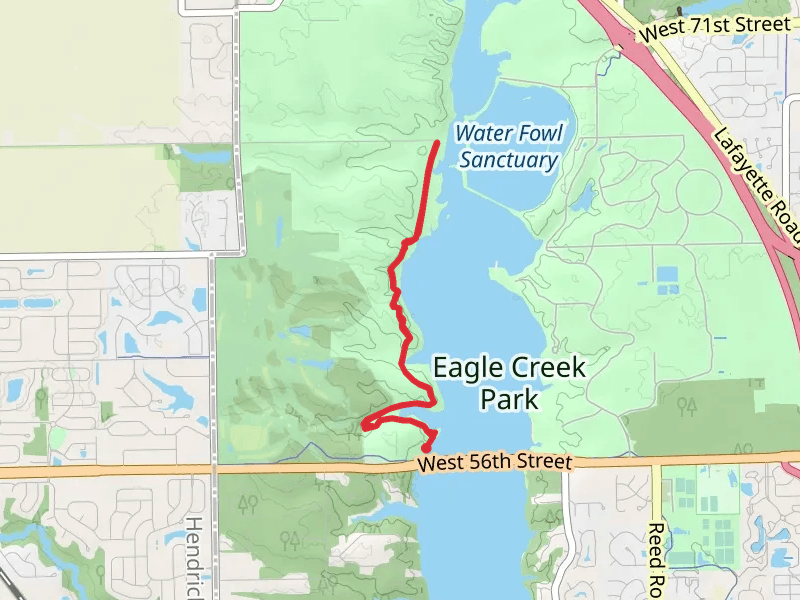 Eagle Creek Park West Trail Out and Back