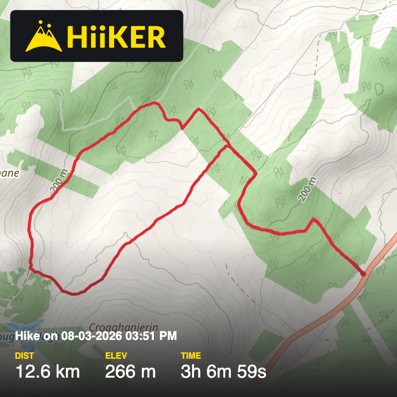 A map preview of the recording Hike on 08-03-2026 03:51 PM.
