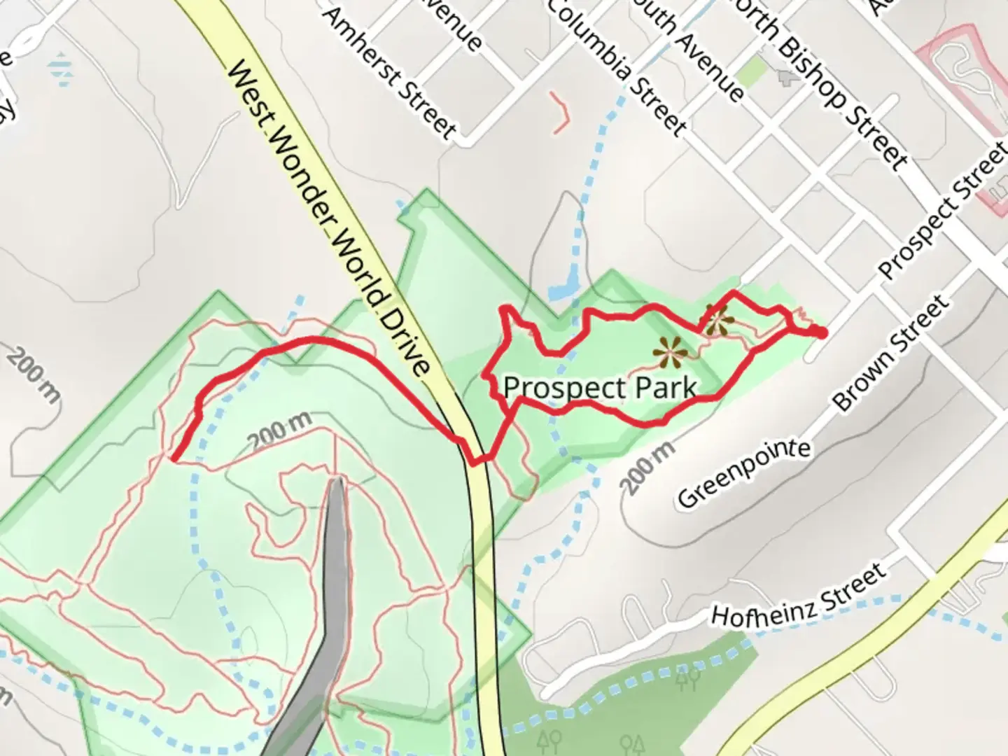 An image depicting the trail Blue and Dante's Loop Trail and its surrounding area.