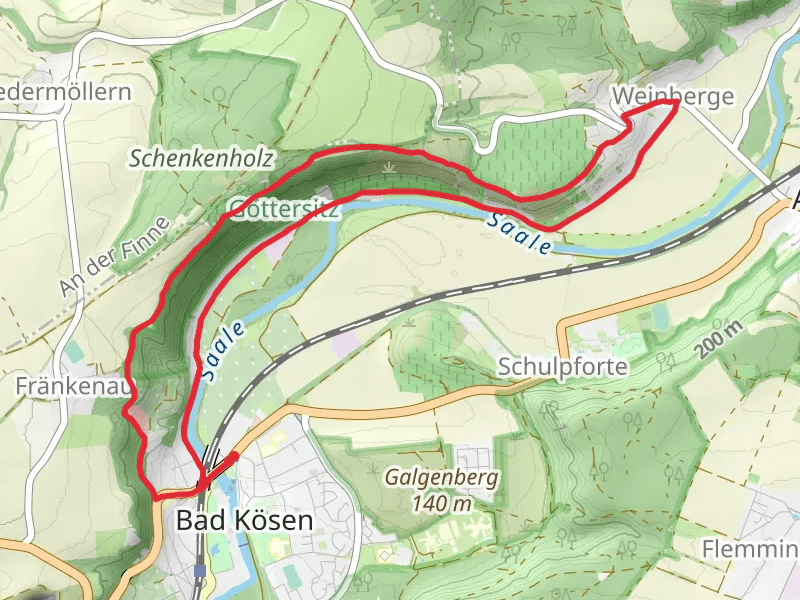 Bad Kösen to Weinberge Loop via Göttersitz