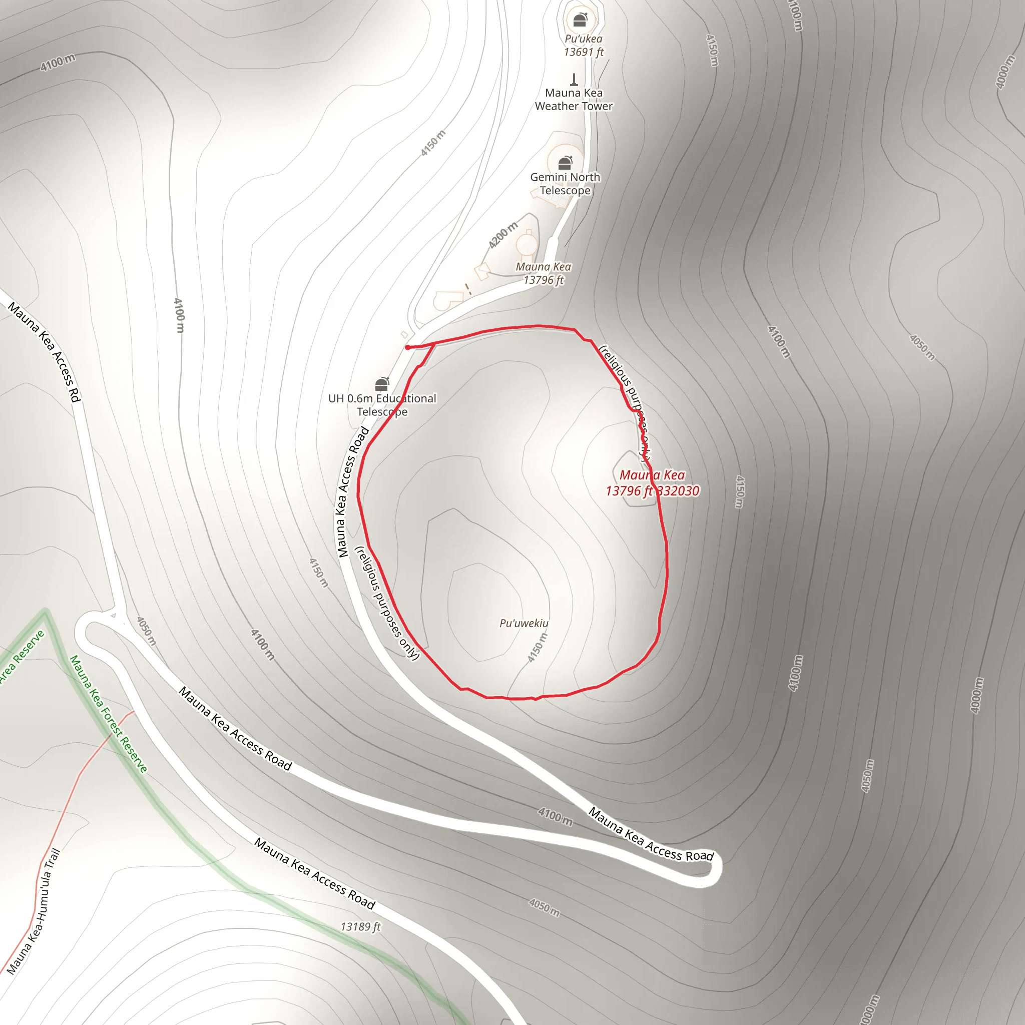 Mauna Kea and Pu'uwekiu Loop mobile static map