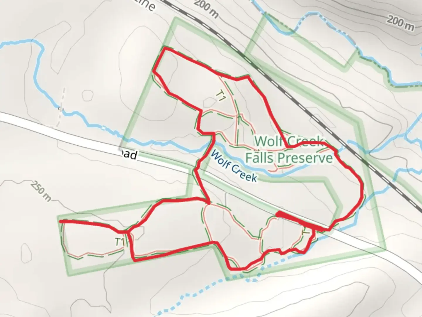 An image depicting the trail White Trail, Blue Trail and Green Trail Loop and its surrounding area.