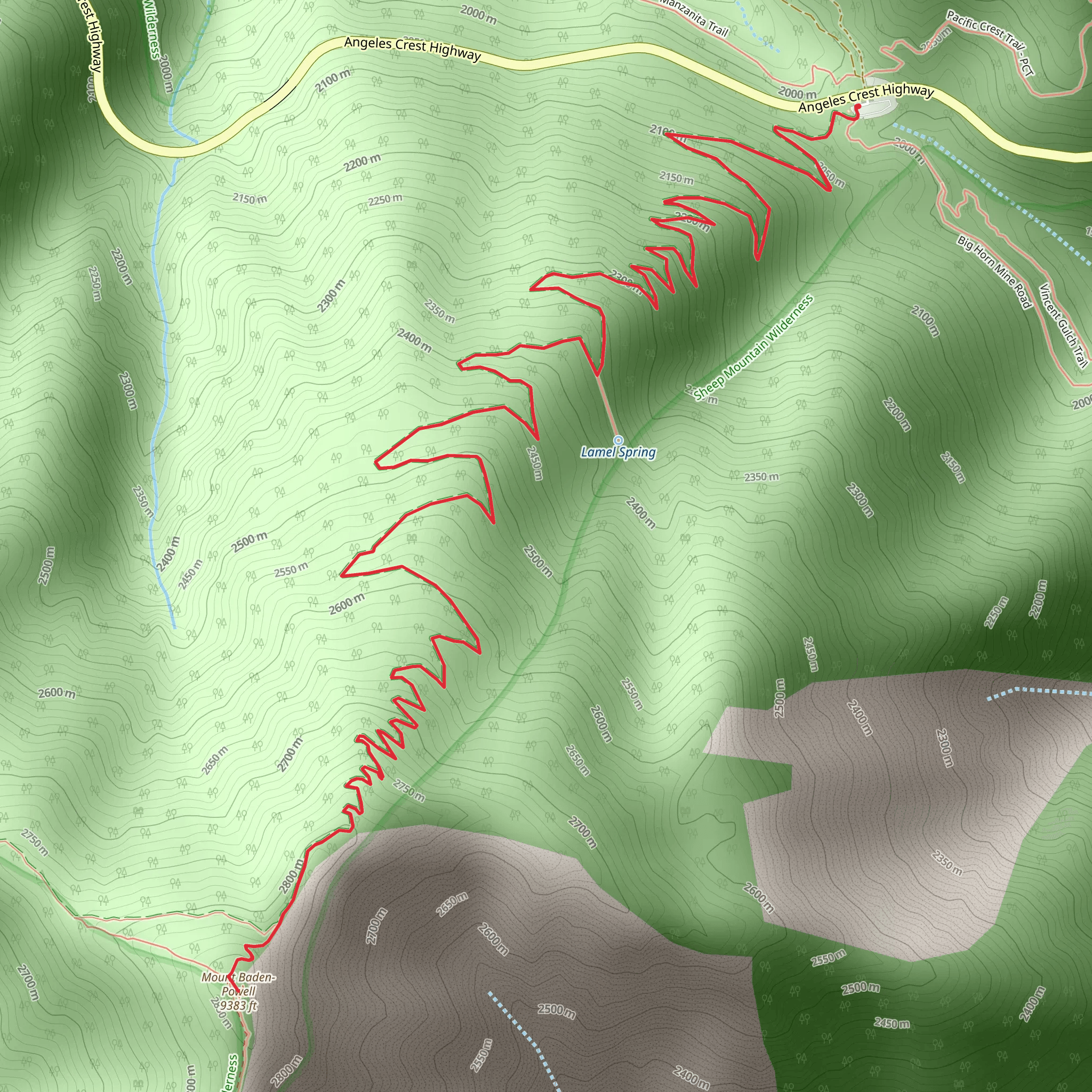 Mount Baden-Powell mobile static map