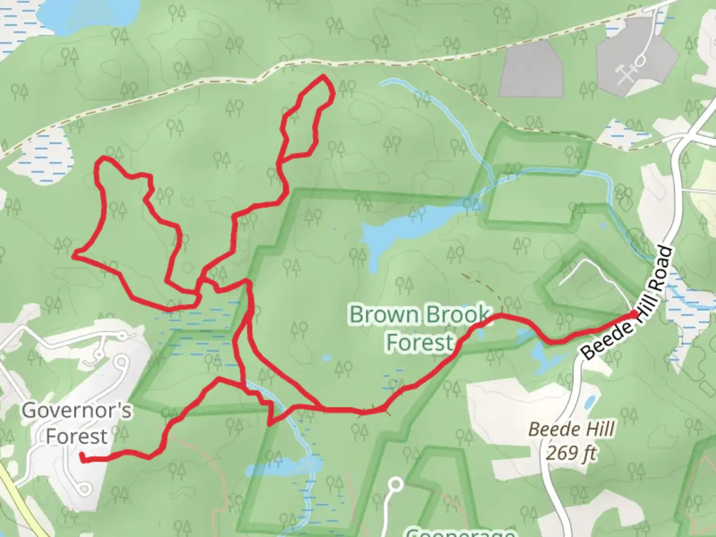 An image depicting the trail Beede Hill Road Northwest Loop Trail and its surrounding area.