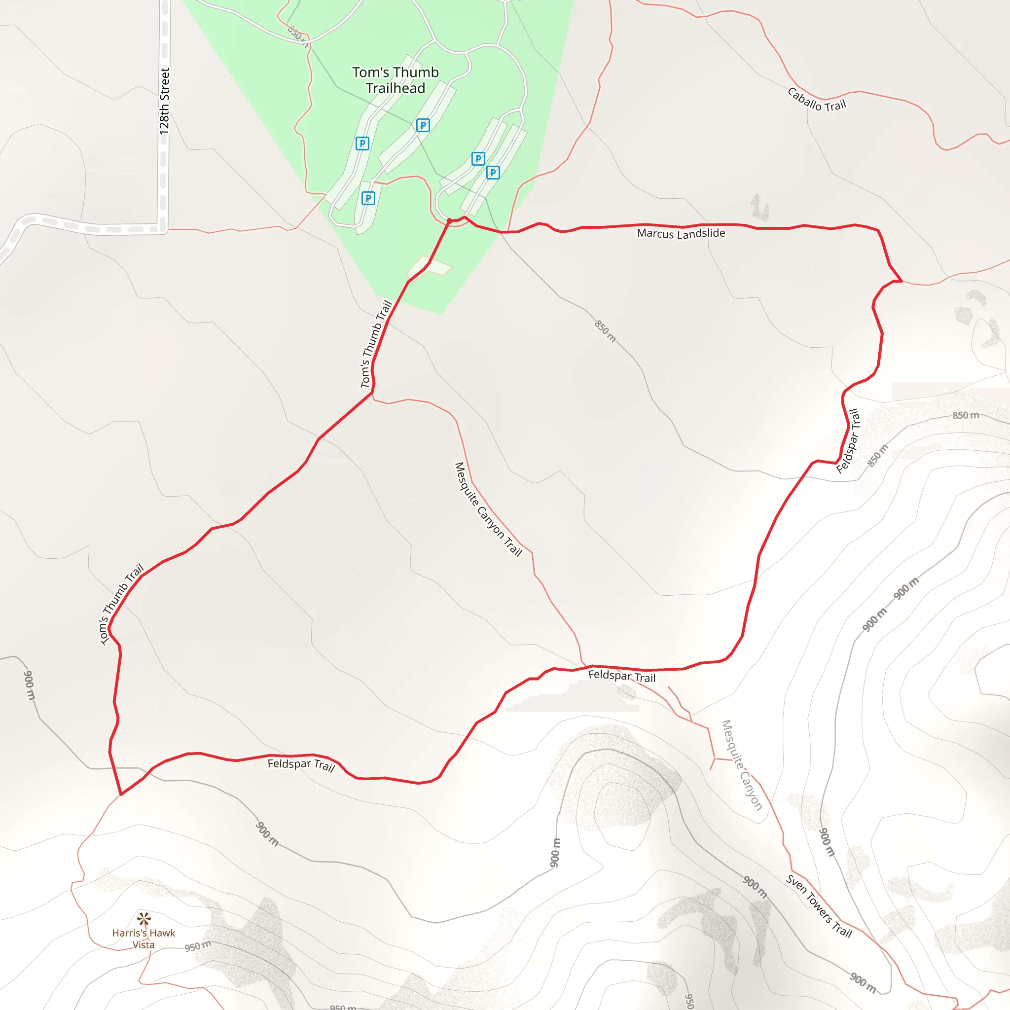 Tom's Thumb - Mesquite Canyon Loop Trail mobile static map