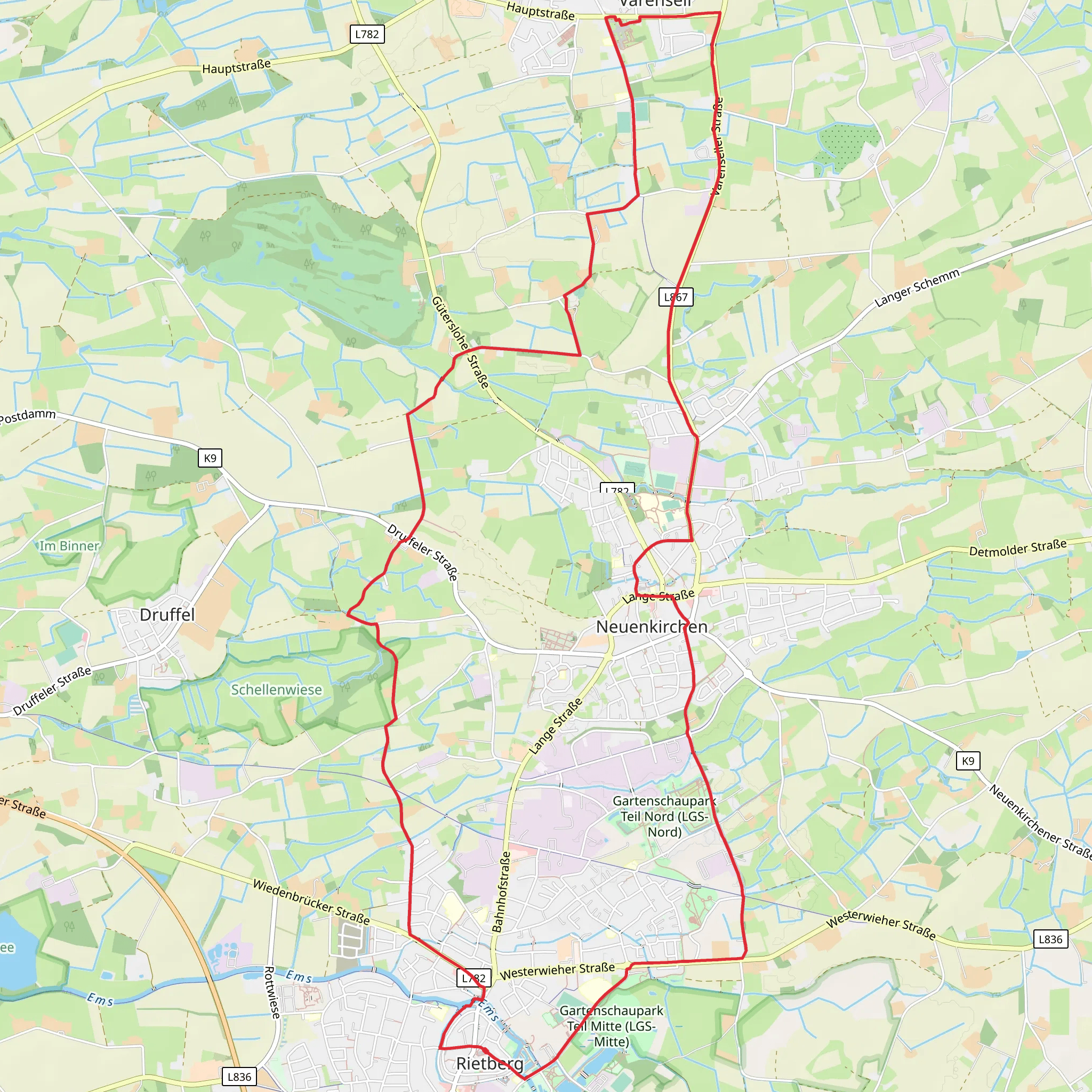 Rietberg and Varensell Loop mobile static map