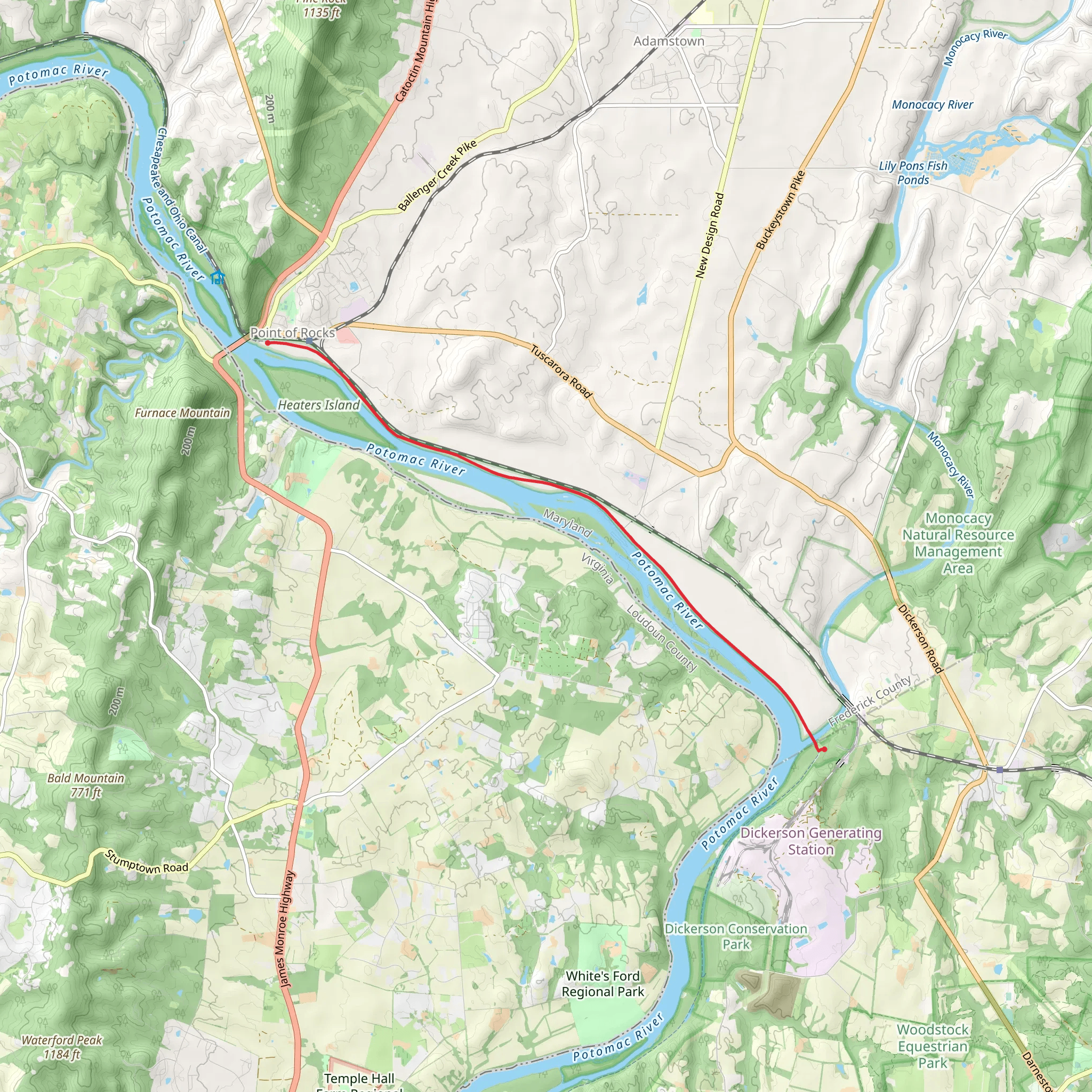 Chesapeake and Ohio Canal Trail - Point of Rocks mobile static map