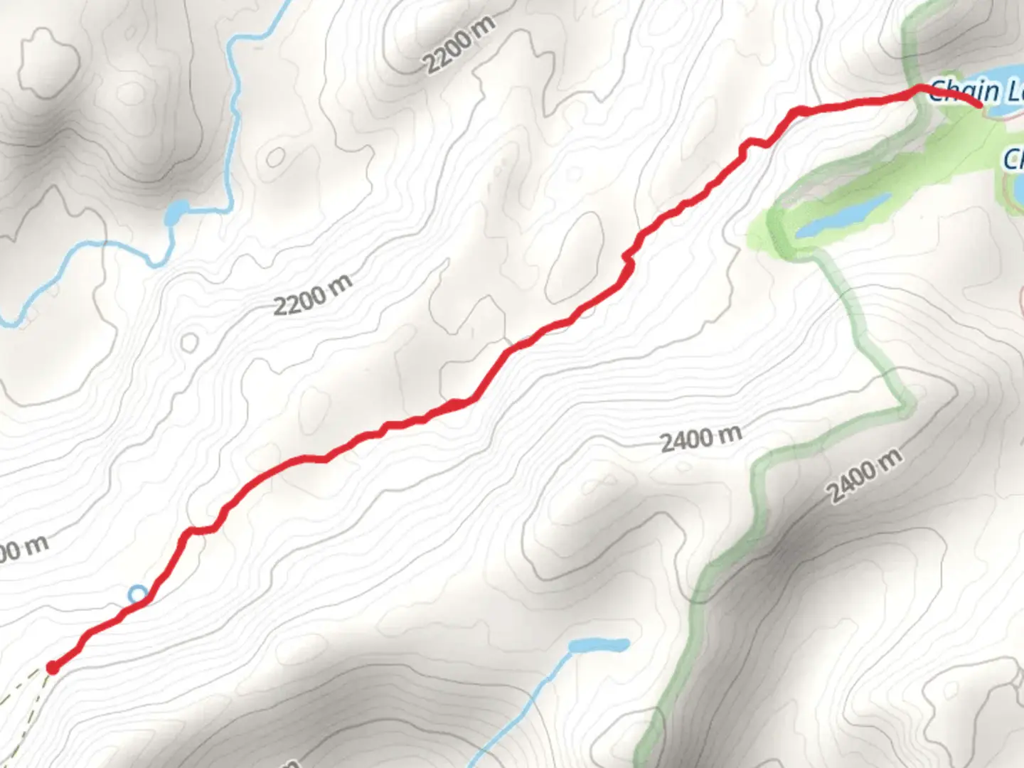 An image depicting the trail Chain Lakes and its surrounding area.