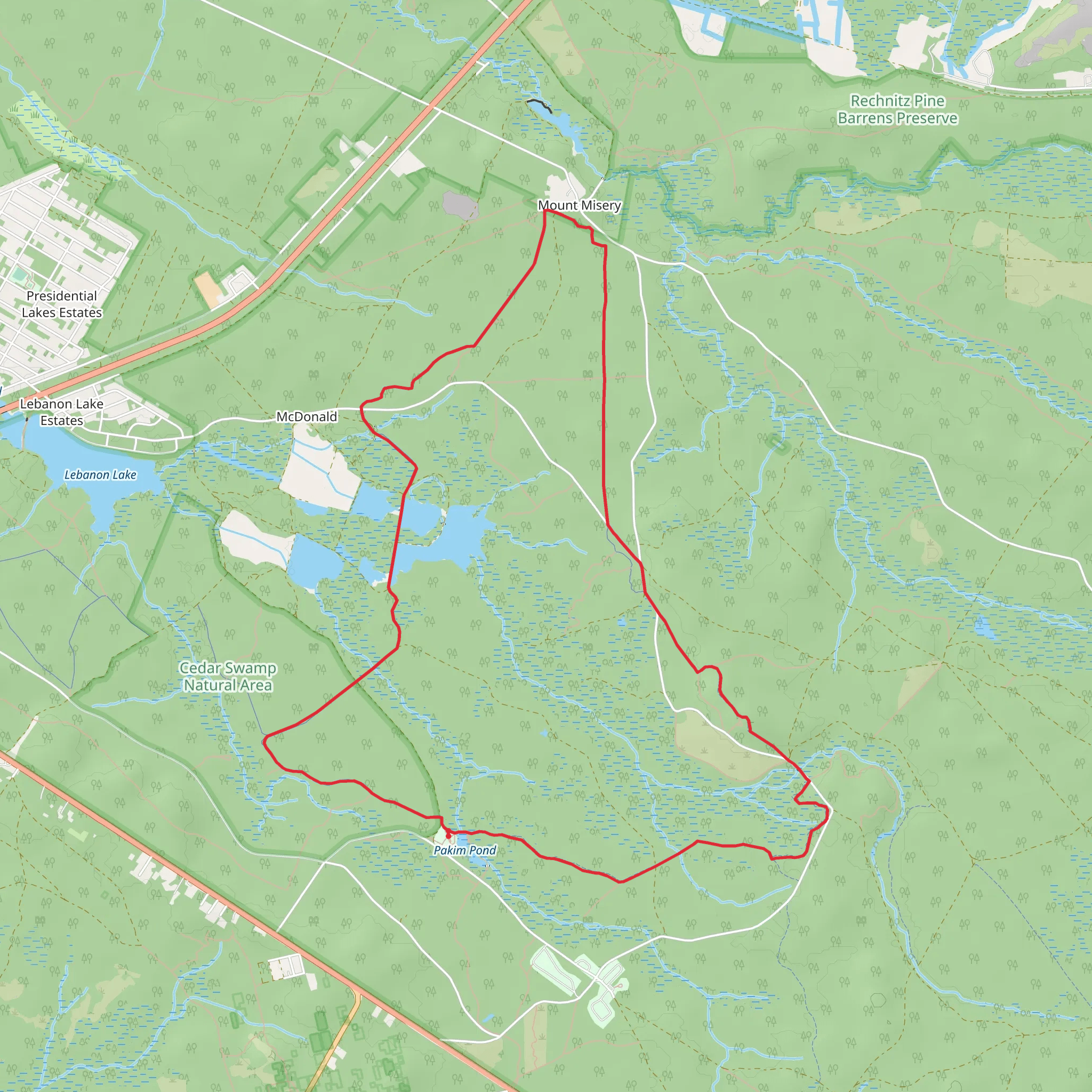 Mount Misery and Cranberry Loop Trail mobile static map