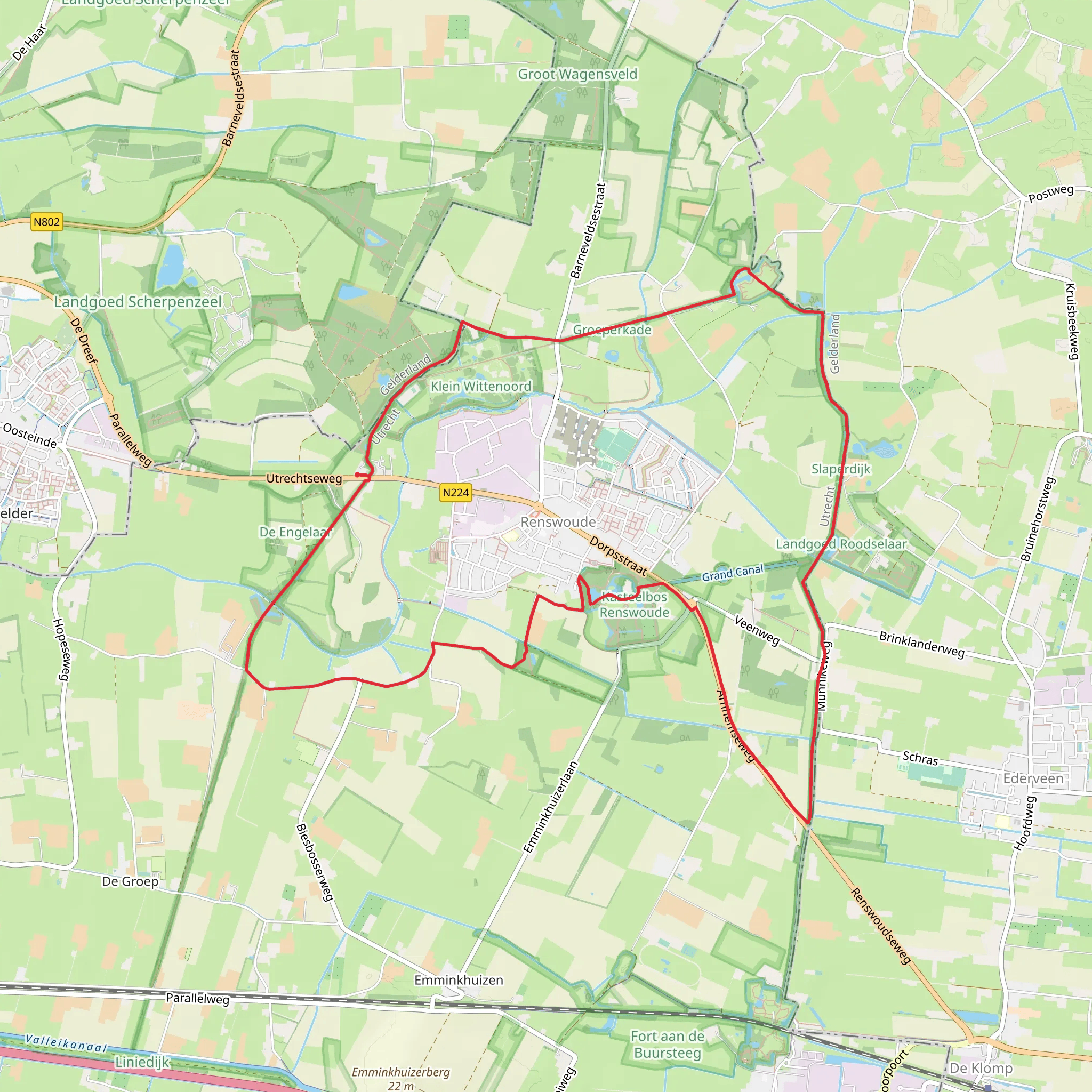 Groot Wolfswinkel, De Grebbelinie and Kasteel Renswoude Loop mobile static map