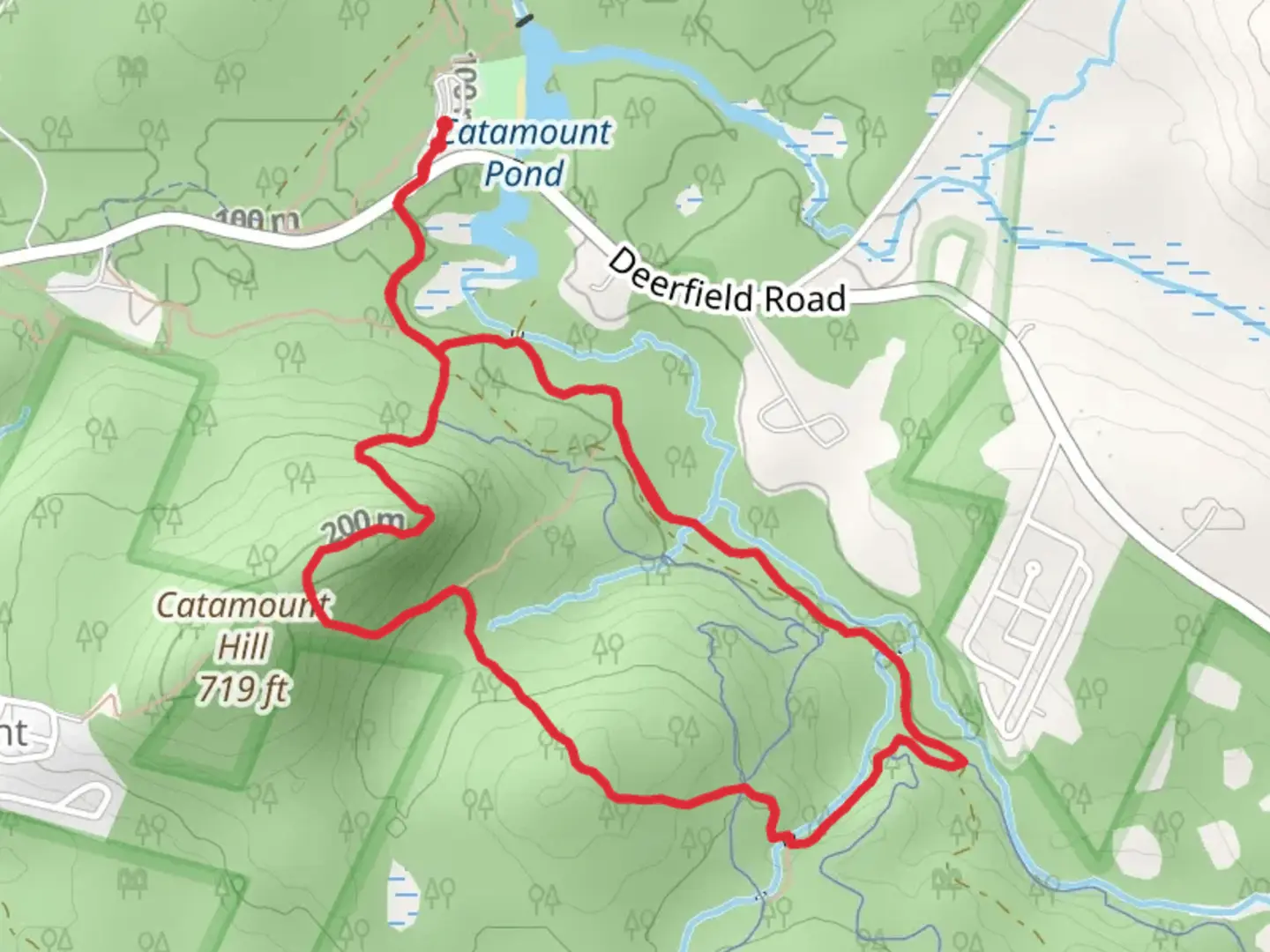 An image depicting the trail Catamount Pond Recreation Area Loop Trail and its surrounding area.