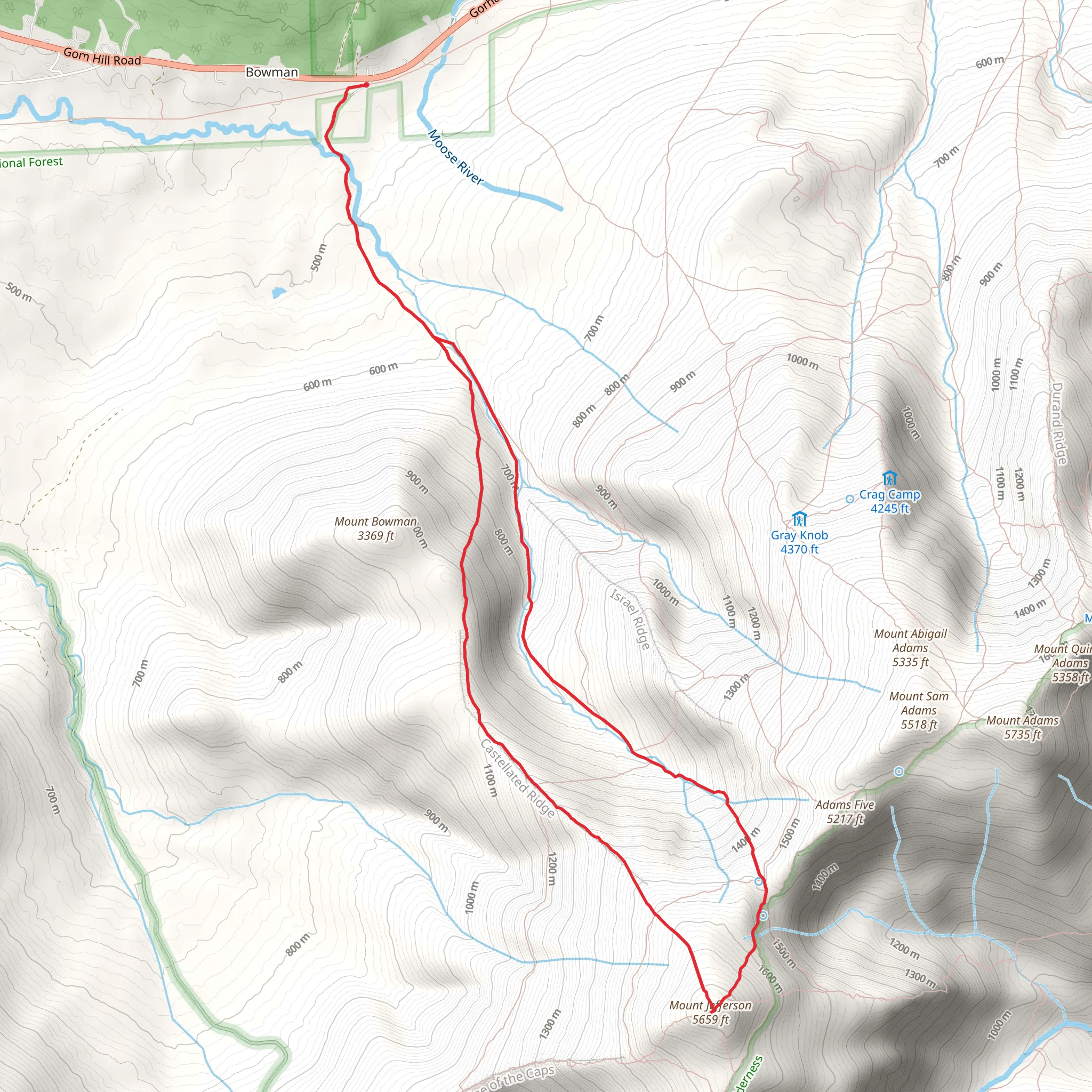 Mount Jefferson, Castle Trail and Castle Ravine Trail Loop mobile static map