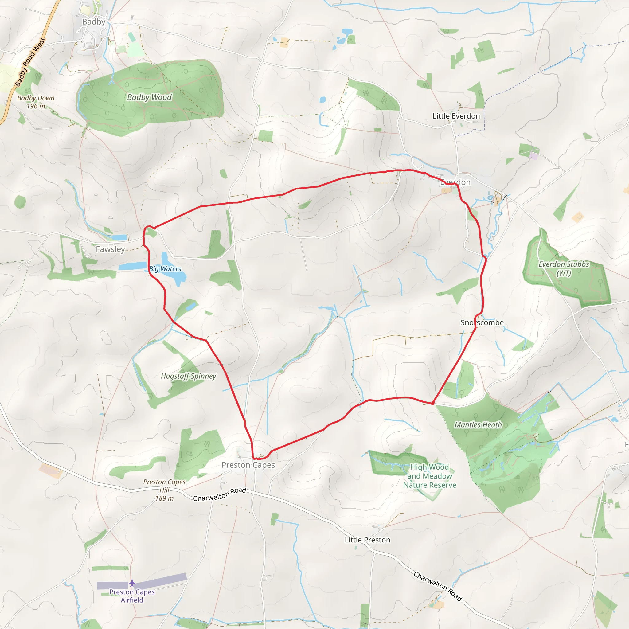 Preston Capes to Everdon Loop mobile static map