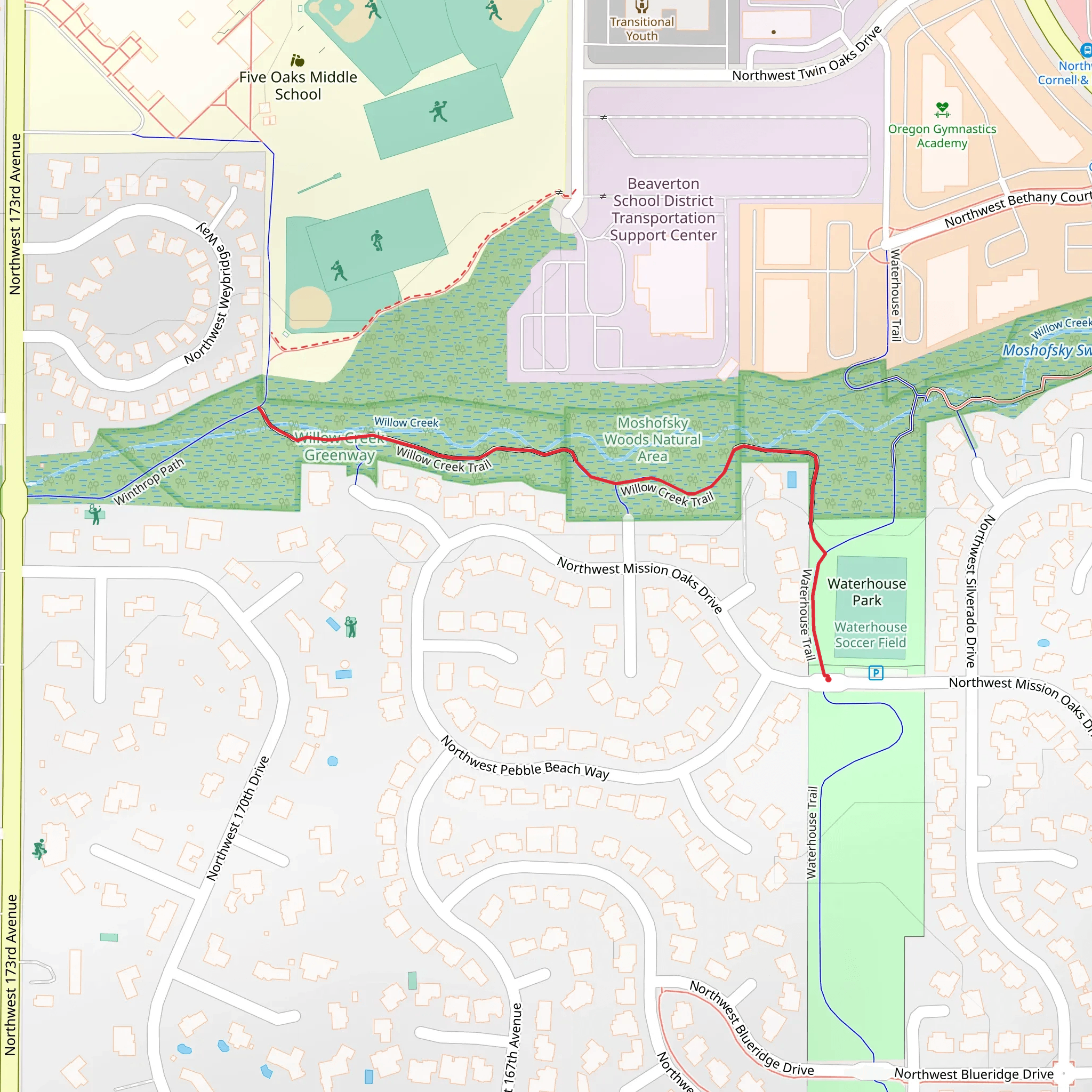 Waterhouse and Willow Creek Trail mobile static map