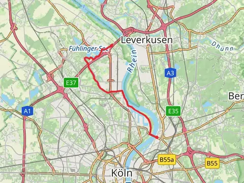 Merkenich to Muelheim via Rhine and Niederländer Ufer