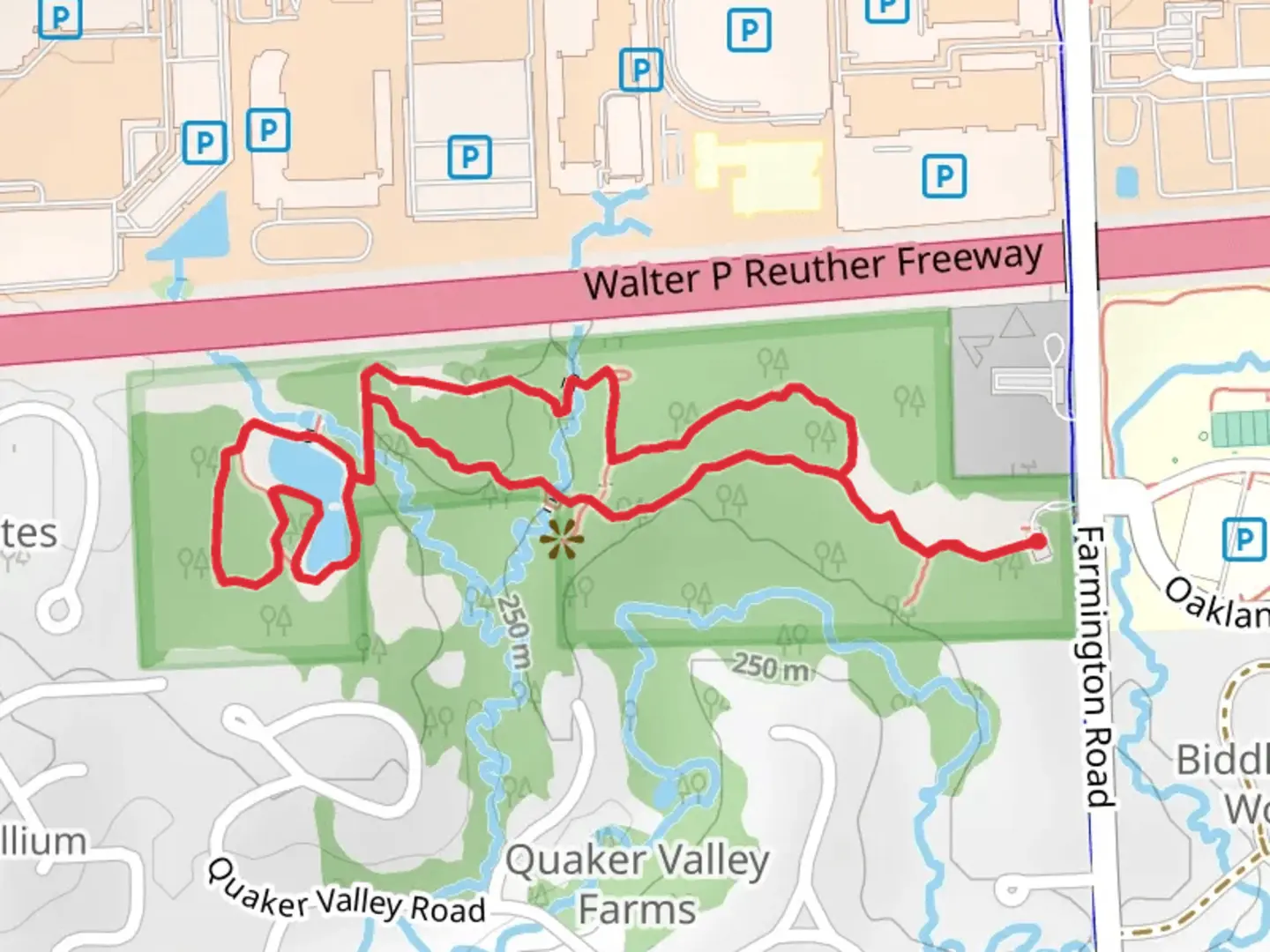 An image depicting the trail Woodland Hills Loop and its surrounding area.