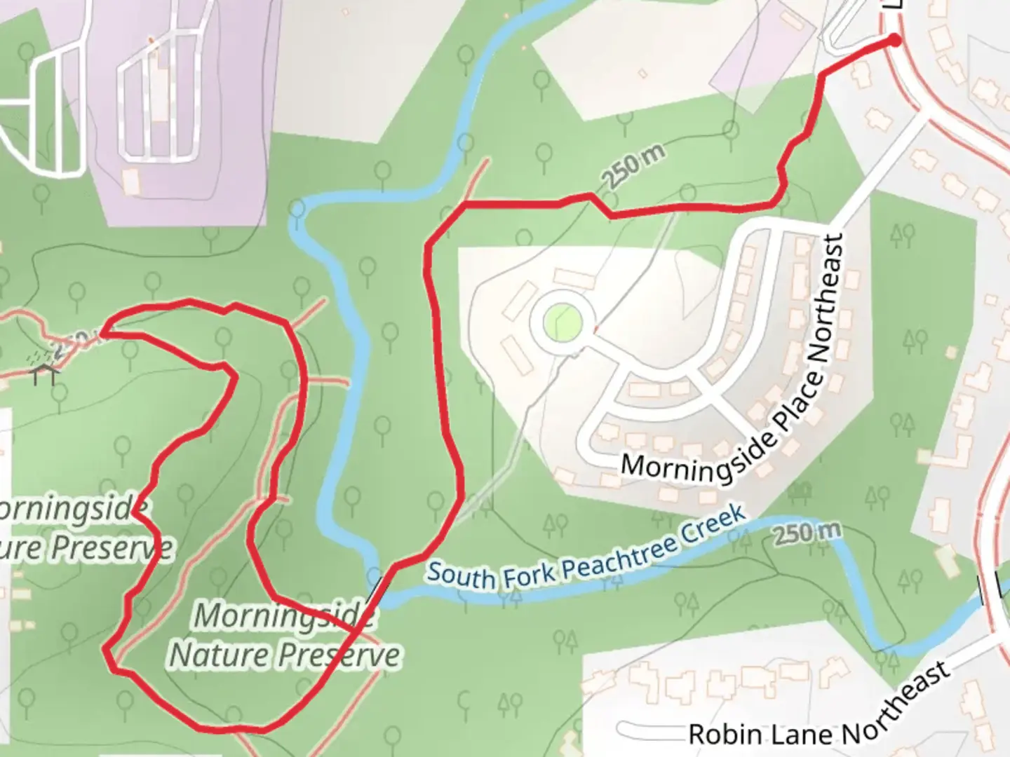 An image depicting the trail Morningside Nature Preserve Loop and its surrounding area.