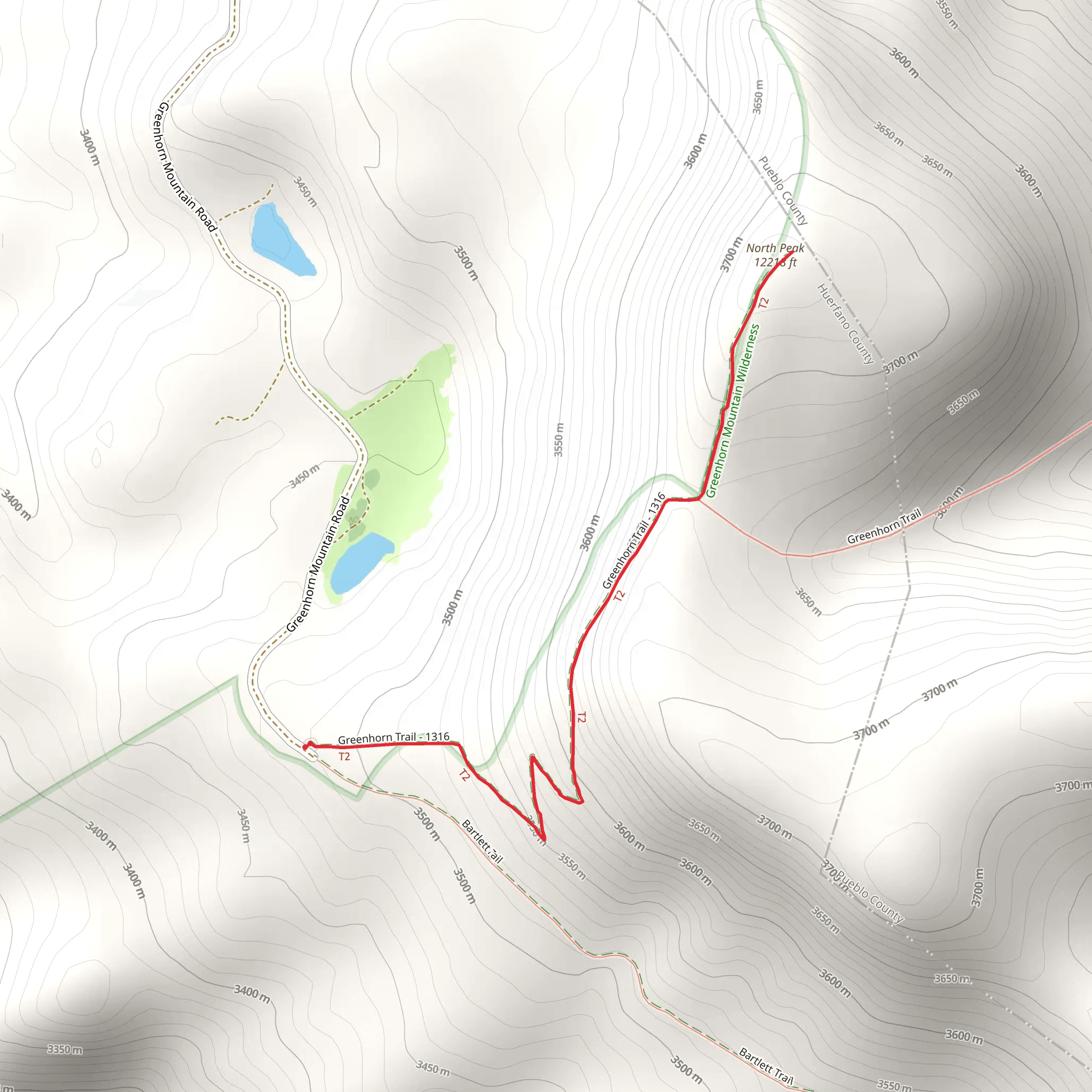 North Peak via Greenhorn Trail mobile static map