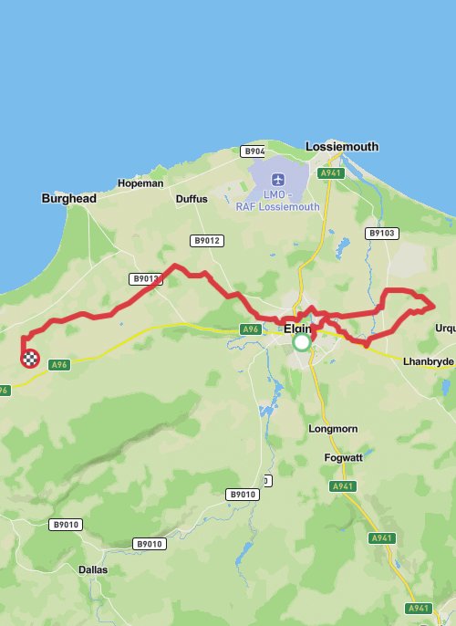 A map preview of the recording Moray Road Cycling.