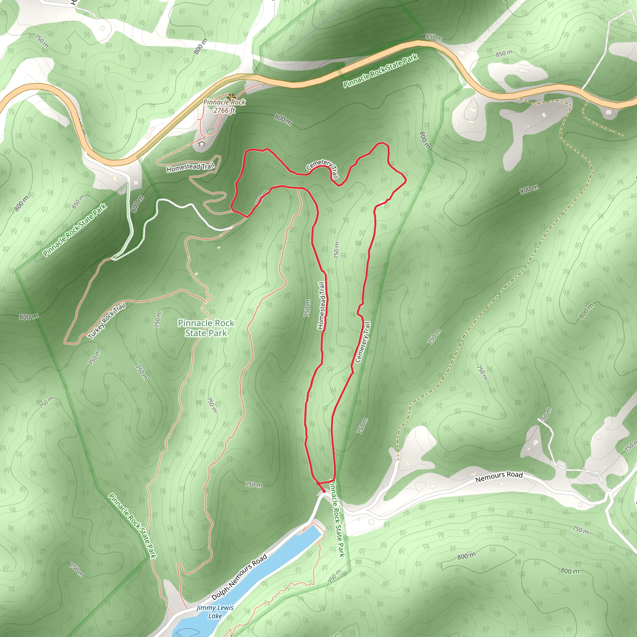 Cemetery Trail and Homestead Loop Trail mobile static map