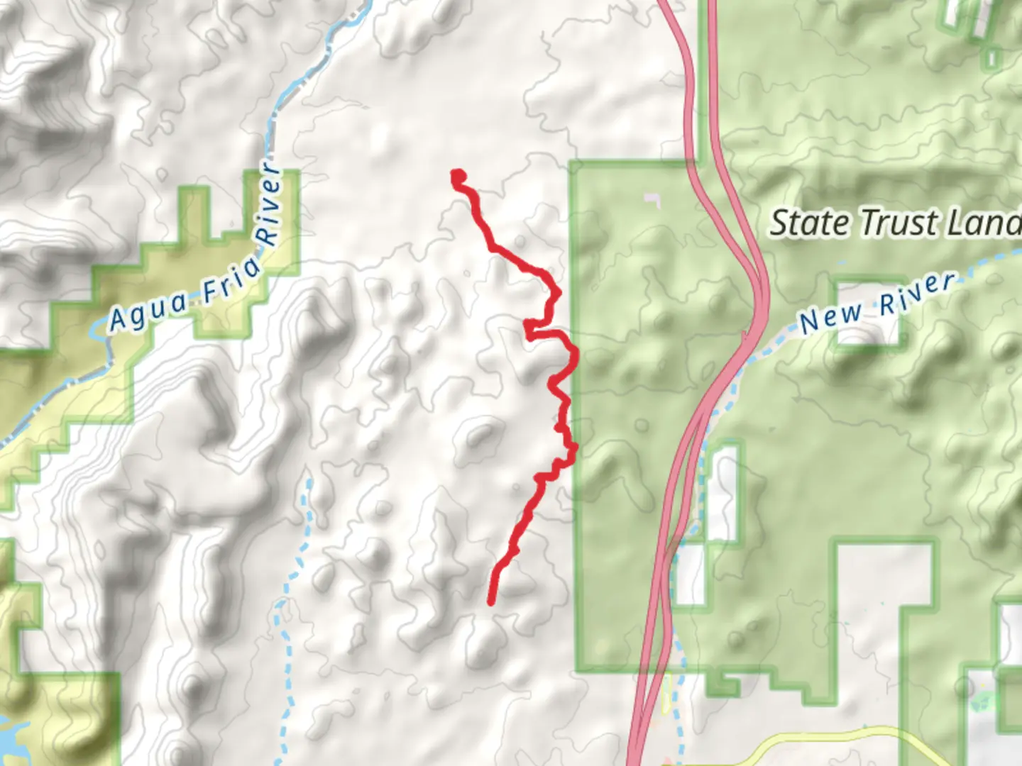 An image depicting the trail Black Canyon Trail Out and Back and its surrounding area.
