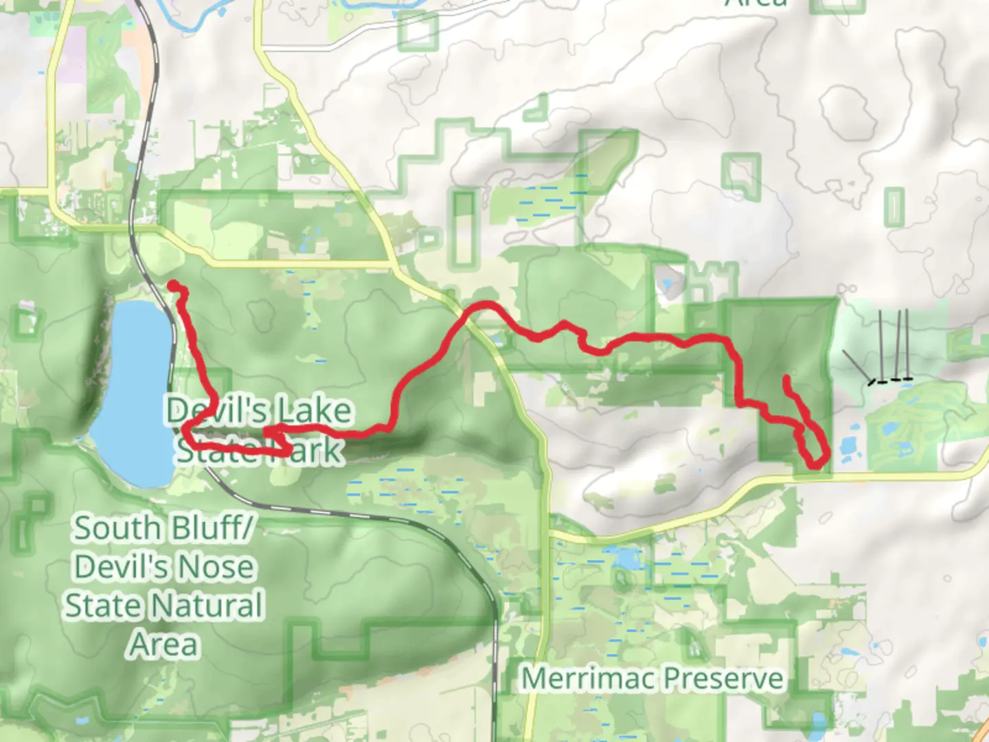 An image depicting the trail East Bluff and Sauk Point Trail and its surrounding area.