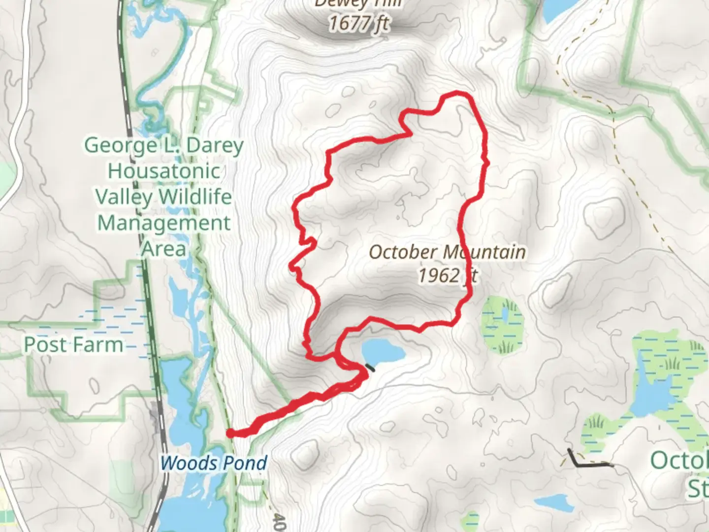 An image depicting the trail October Mountain and Felton Lake Loop via Switchback Trail and its surrounding area.