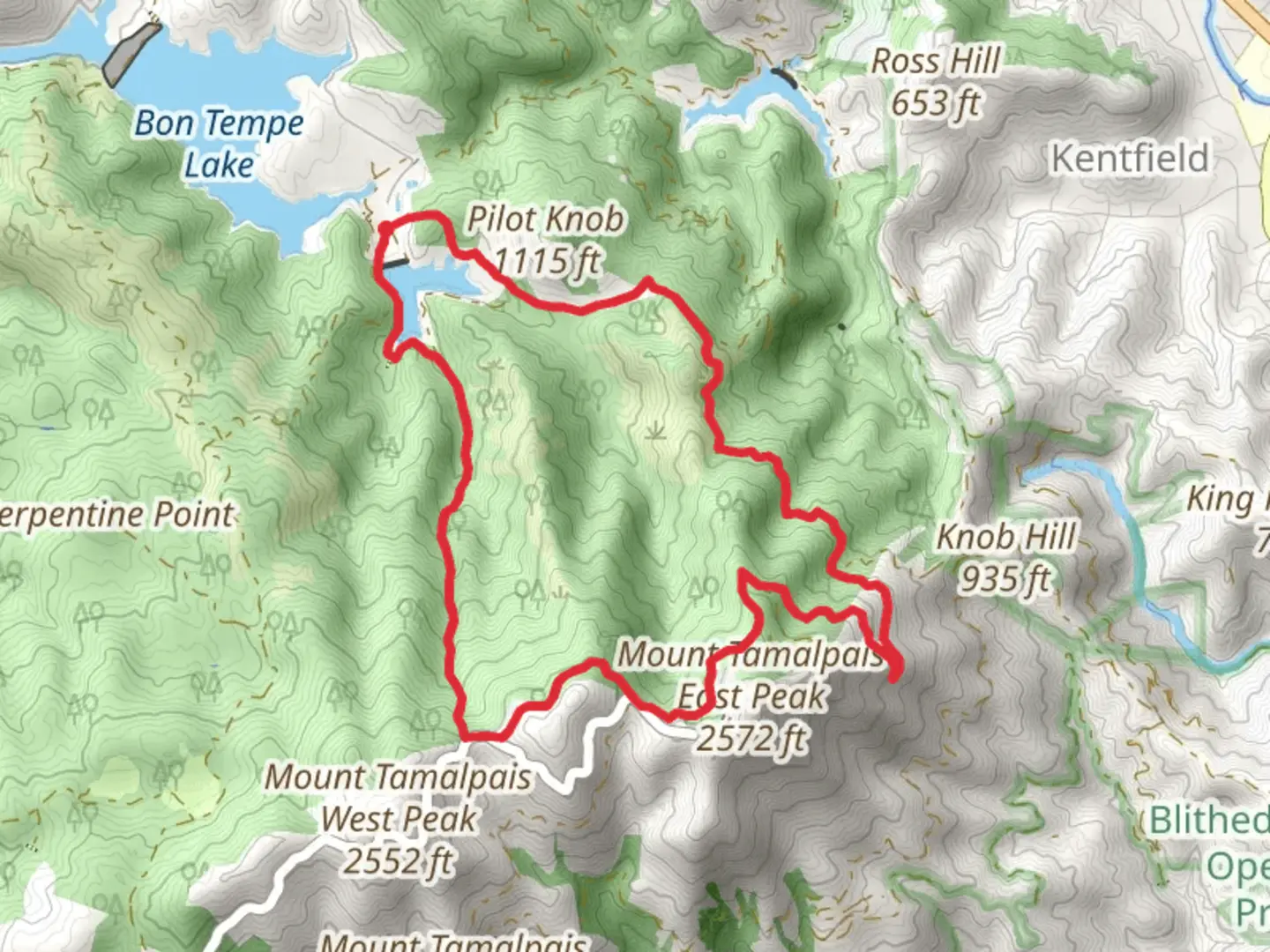 An image depicting the trail Lakeview Fire Road and Collier Loop Trail and its surrounding area.