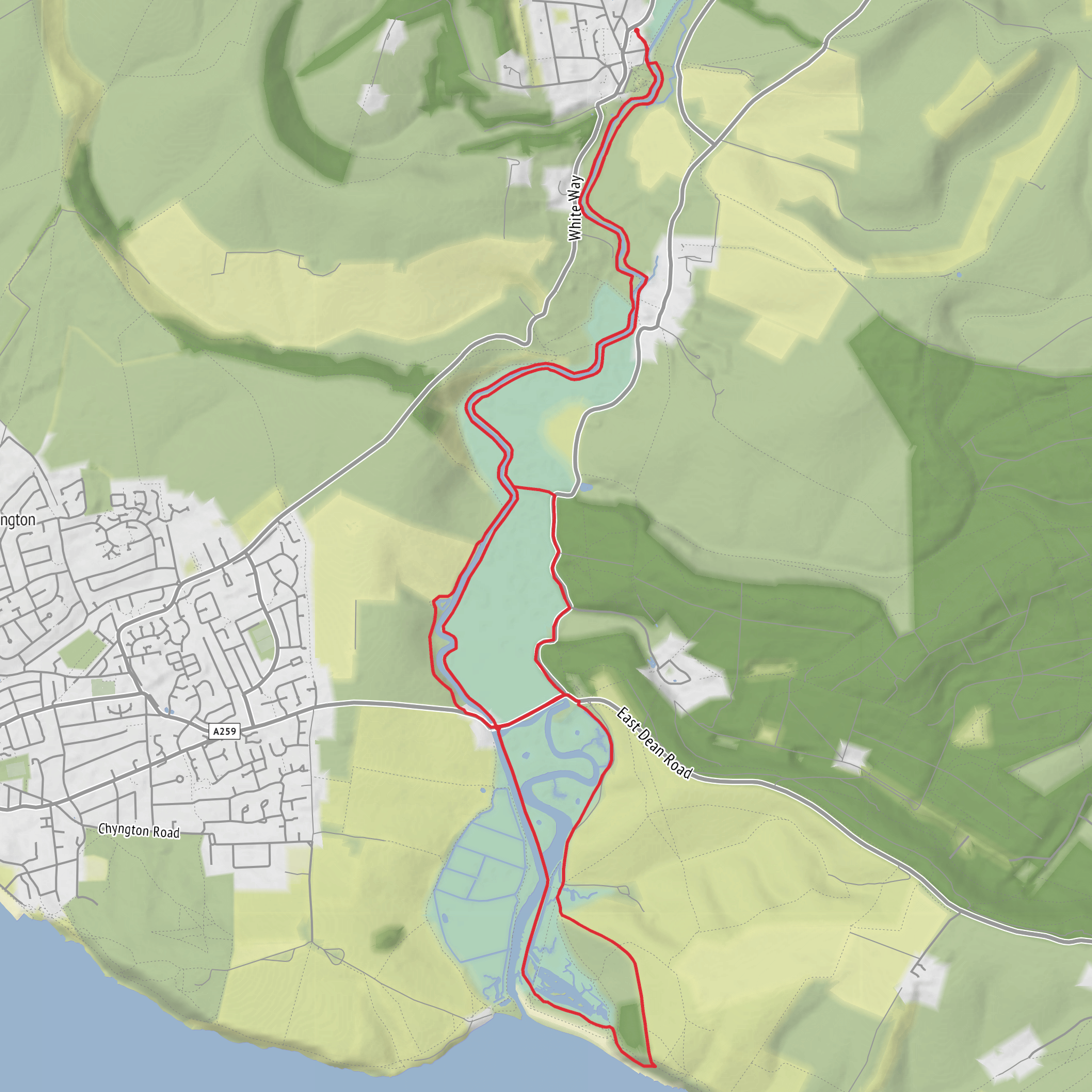 Cuckmere River, Exceat Bridge and Cliff End Walk mobile static map