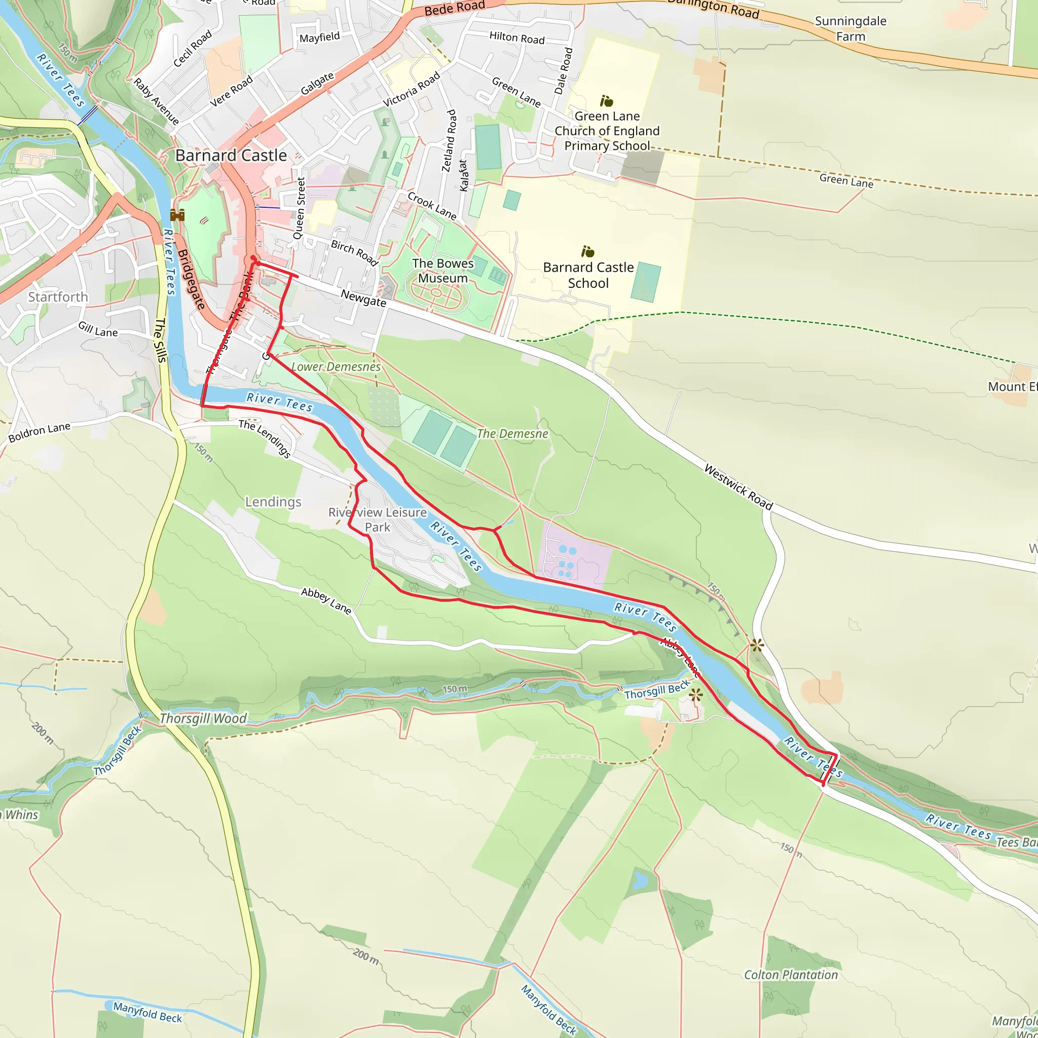 Barnard Castle to Abbey Bridge Loop mobile static map