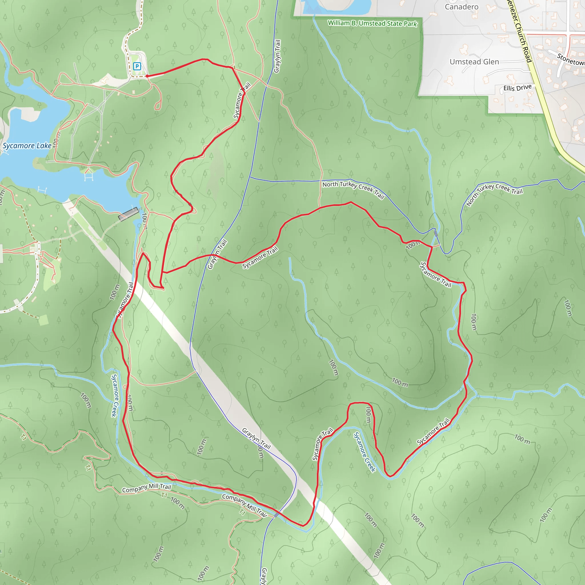 Sycamore Loop Trail from Sycamore Lake mobile static map