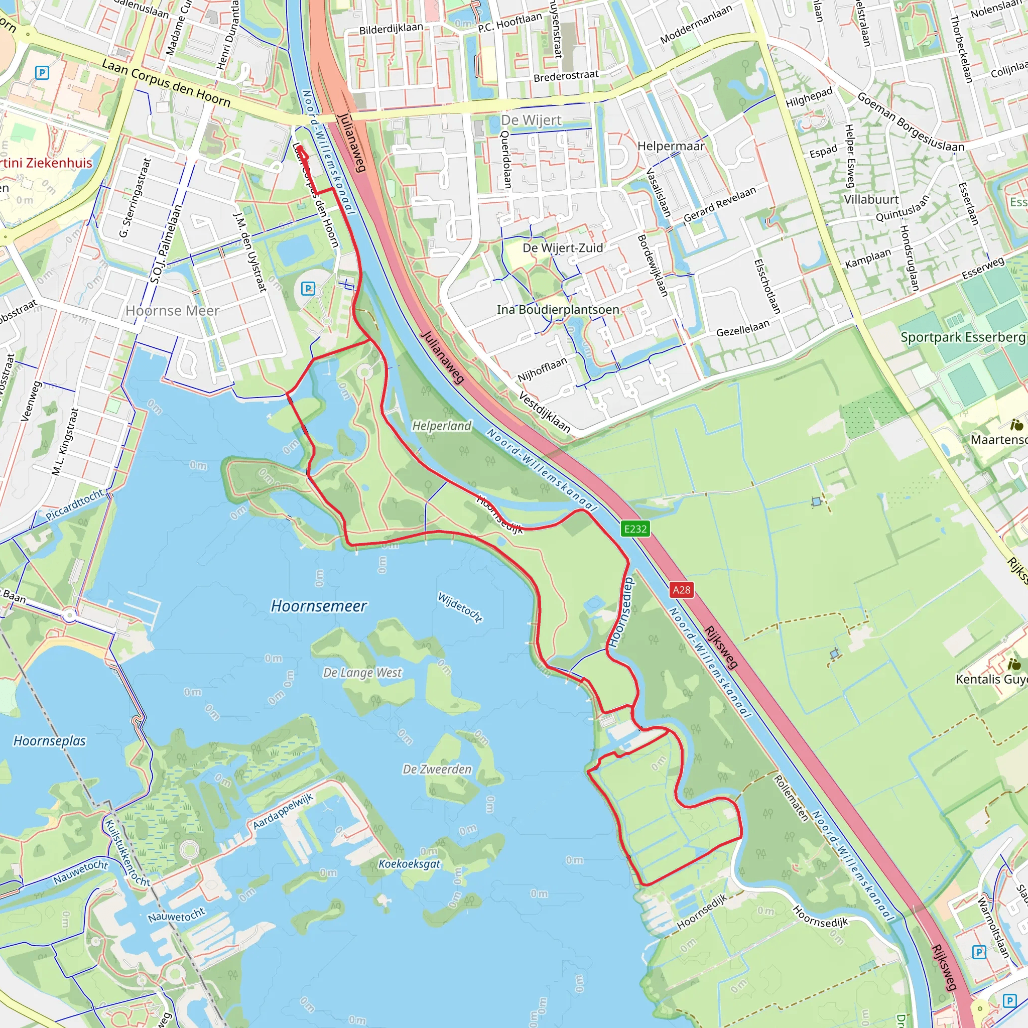 Hoornse Meer via Hoornse Pad and Motenpad mobile static map